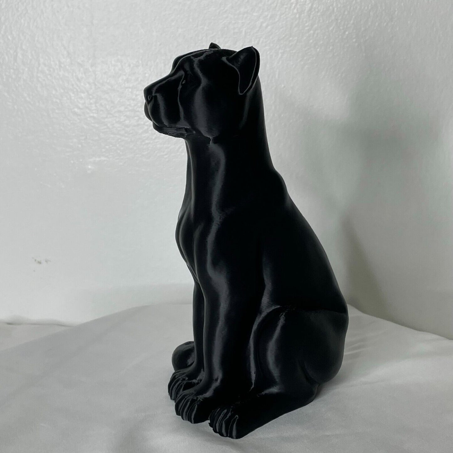 Black Big Cat Decor Statue 8" Sculpture Animal Decorations Modern Home Gift Art