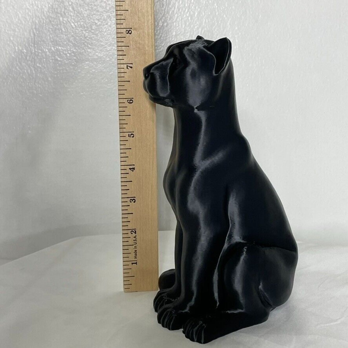 Black Big Cat Decor Statue 8" Sculpture Animal Decorations Modern Home Gift Art