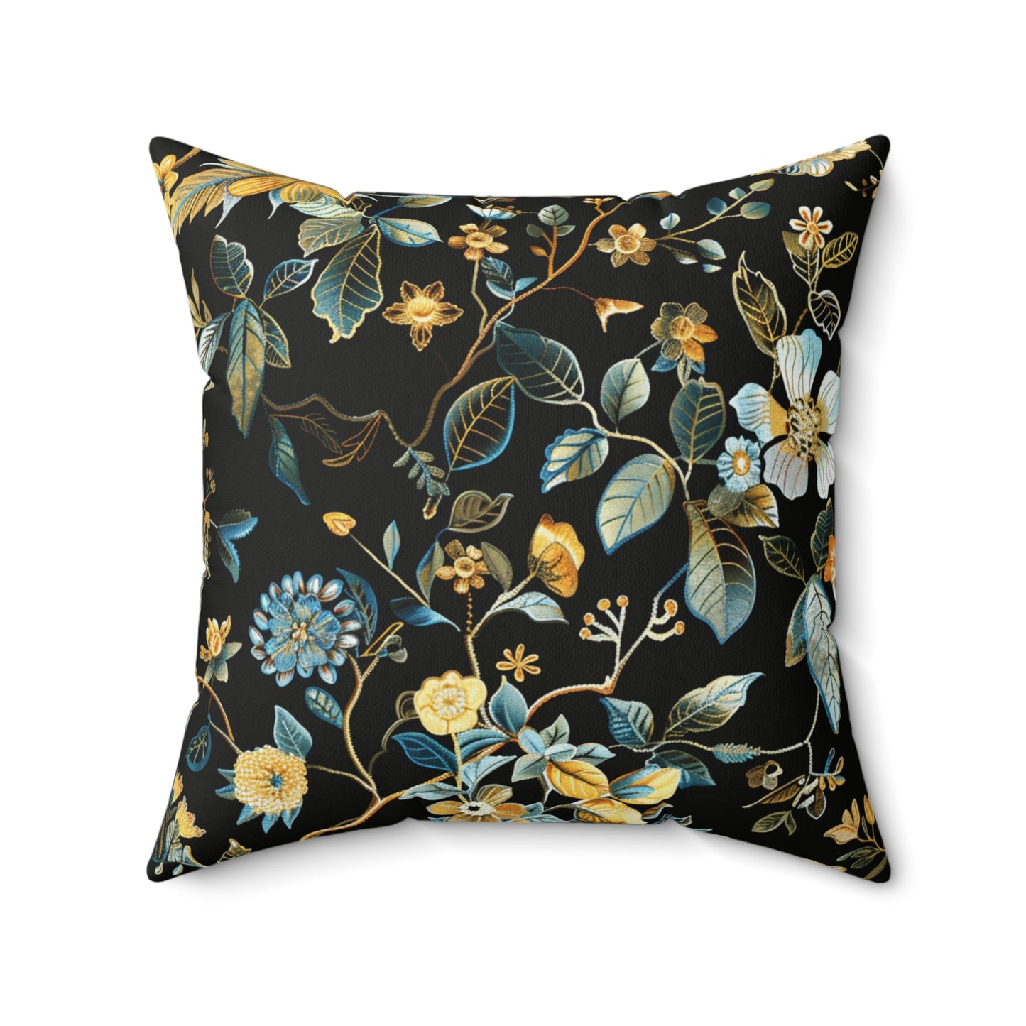 Dark Floral Pattern Throw Pillow Decorative Flower Square Cushion Home Sofa Decor, Vintage Accent Pillow, Decorative Couch Cushion, Living
