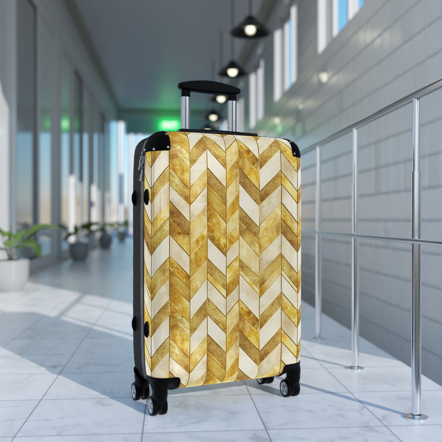 Gold Glitter Suitcases Multicolor - Travel Luggage, Hardshell Spinner, 4-Wheel Suitcase, Classic Marbled Suitcase, Gold Travel Bag