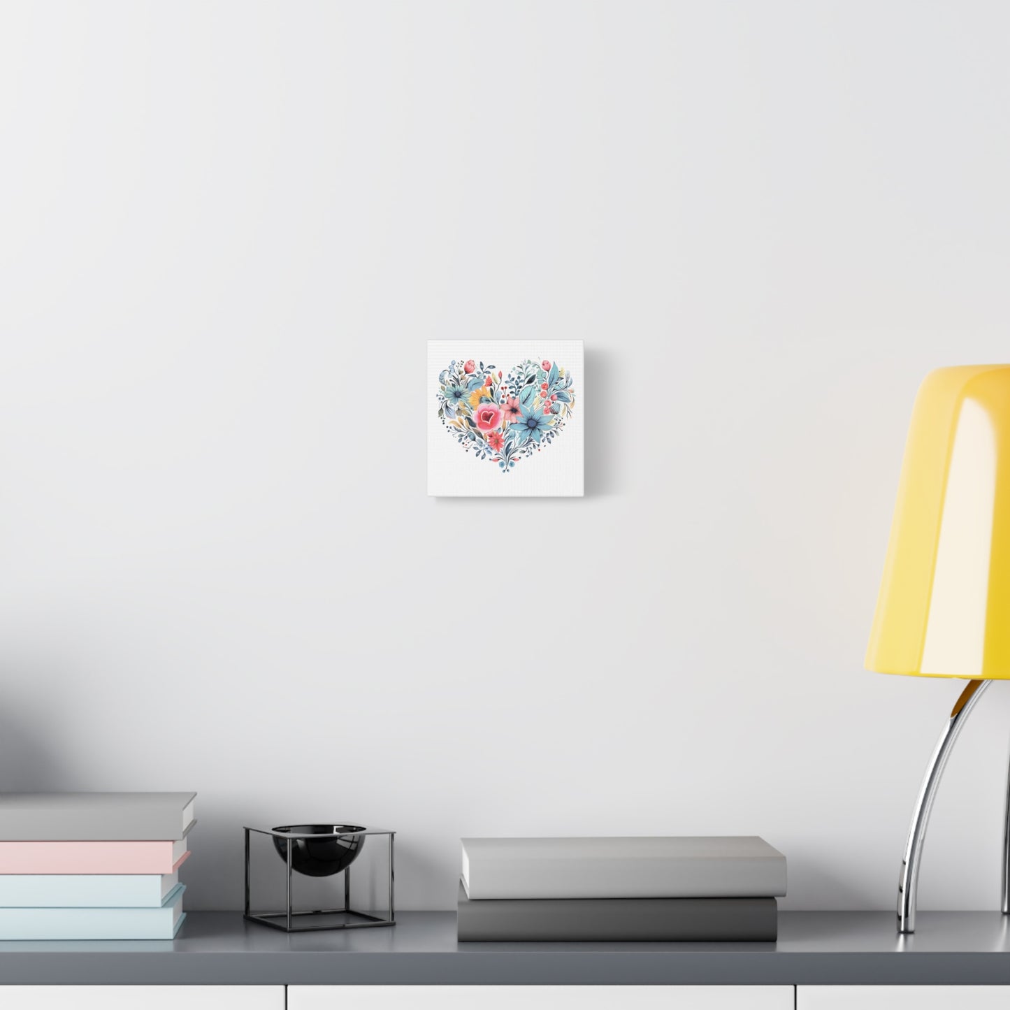 Floral Heart Wall Art, Home Decor, Gift for Her, Stretched Canvas, Flower Heart, Botanical Print, Canvas Print,