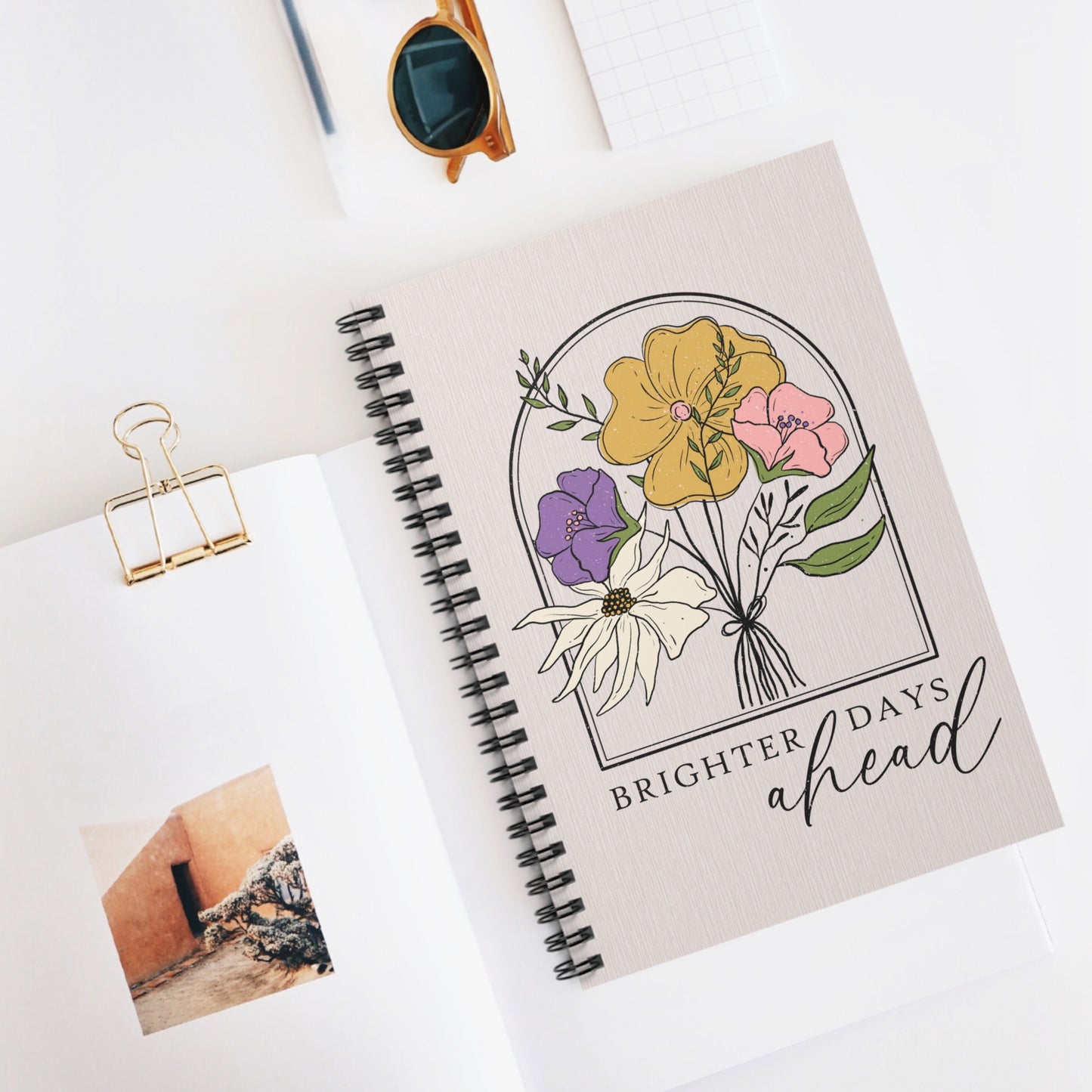 Brighter Days Floral Notebook, Journal, Flower Pattern, Lined Stationery, Gift, Ruled Line Notebook, Writing Journal, Diary, Planner