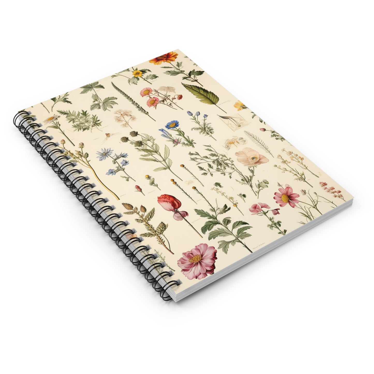 Floral Notebook, Journal, Vintage Flower Pattern, Lined Stationery, Gift, Ruled Line Notebook, Writing Journal, Diary, Planner, Bullet
