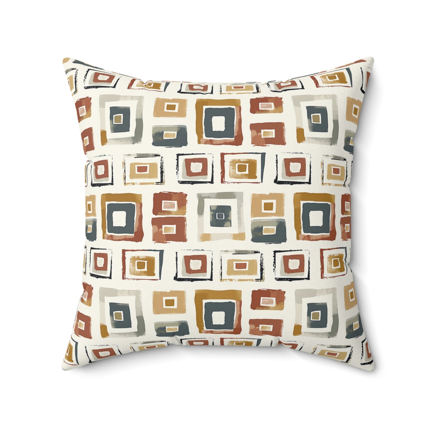 Neutral Earth Tones Square Pillow, Modern Abstract Geometric Decor, Geometric Cushion, Faux Suede Pillow, Home Decor Accent