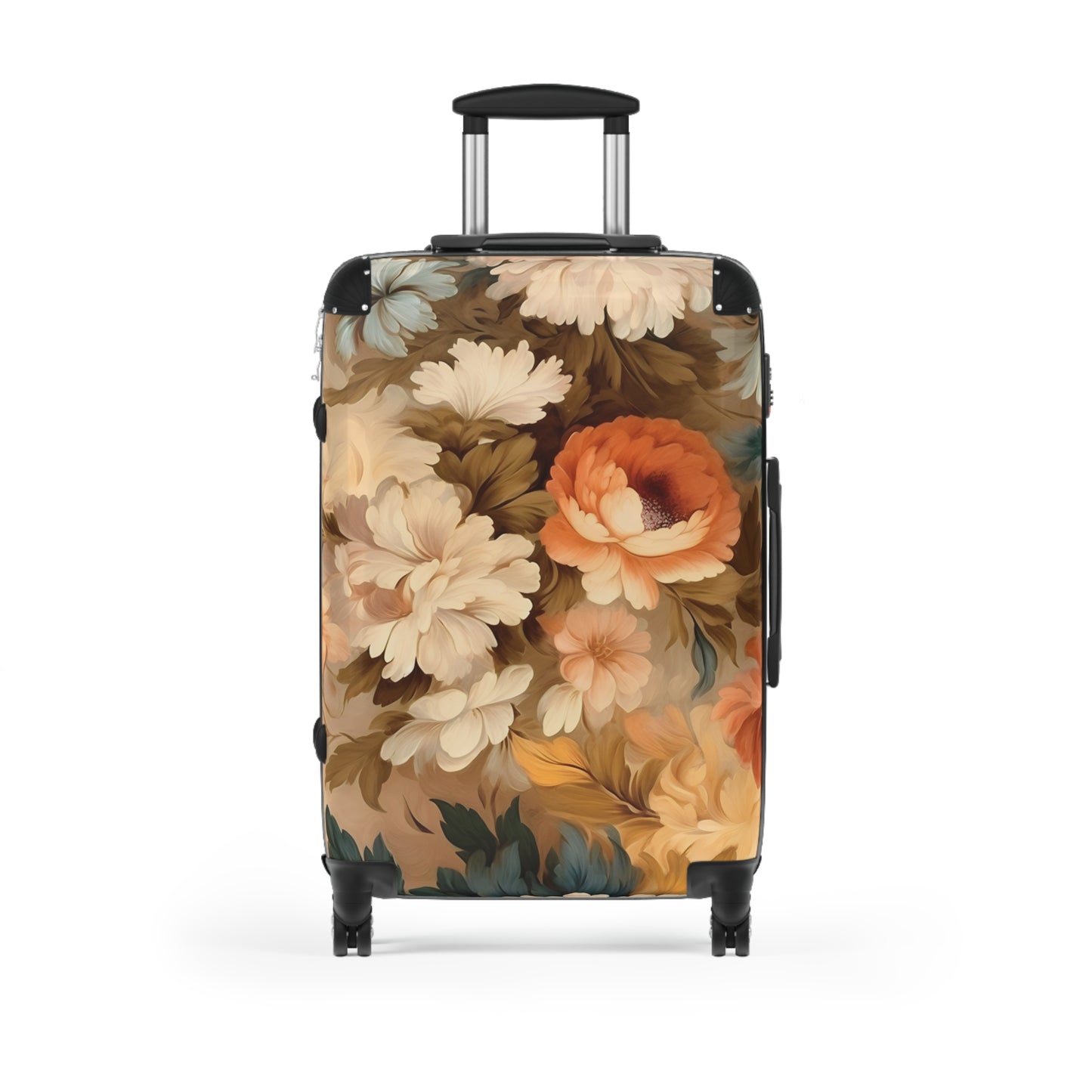 Vintage Floral Print Suitcases - Travel Luggage, Hardshell Spinner, 4-Wheel Suitcase, Retro Floral Suitcase, Floral Travel Bag