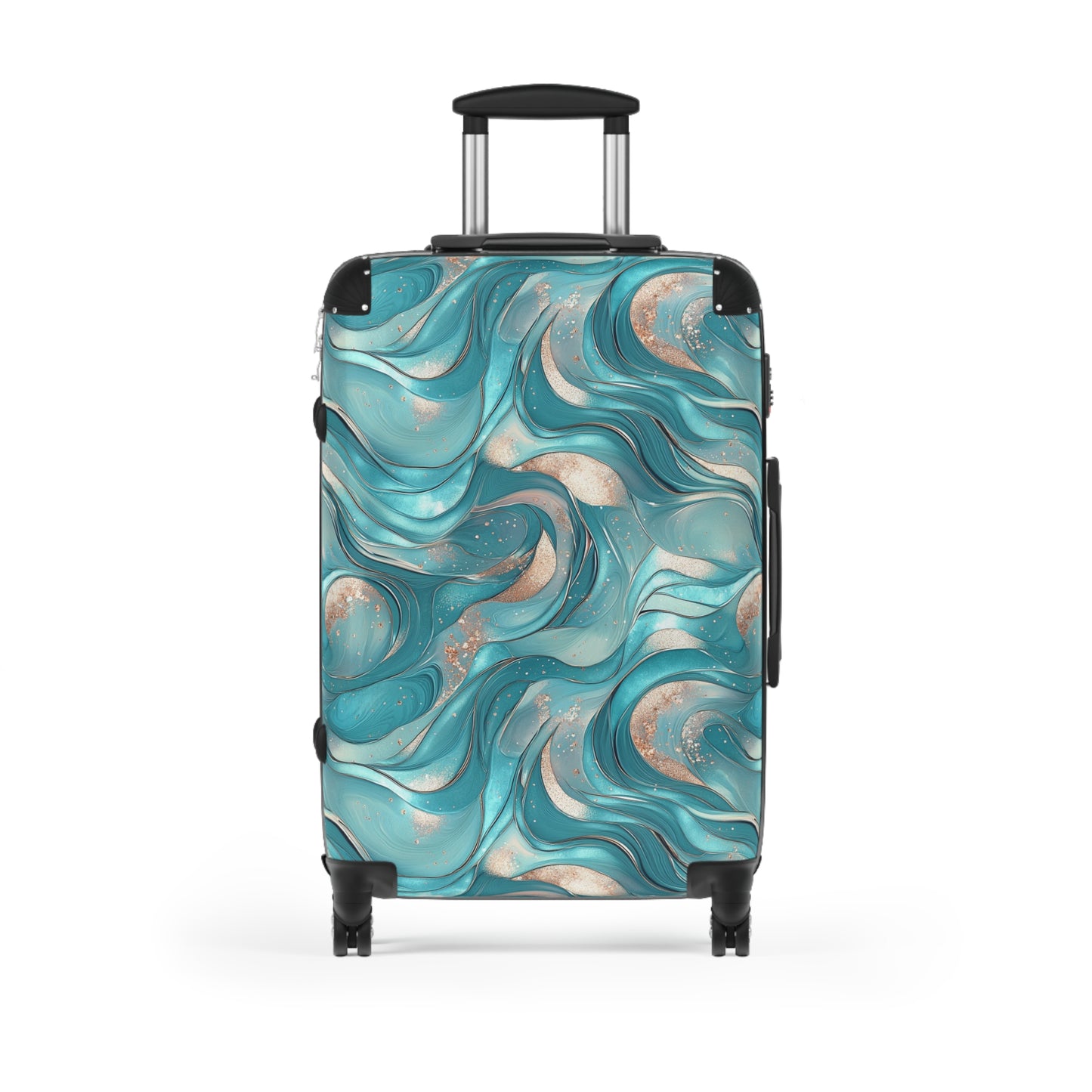 Teal Pearl Suitcases Multicolor - Travel Luggage, Hardshell Spinner, 4-Wheel Suitcase, Classic Marbled Suitcase, Gold Travel Bag