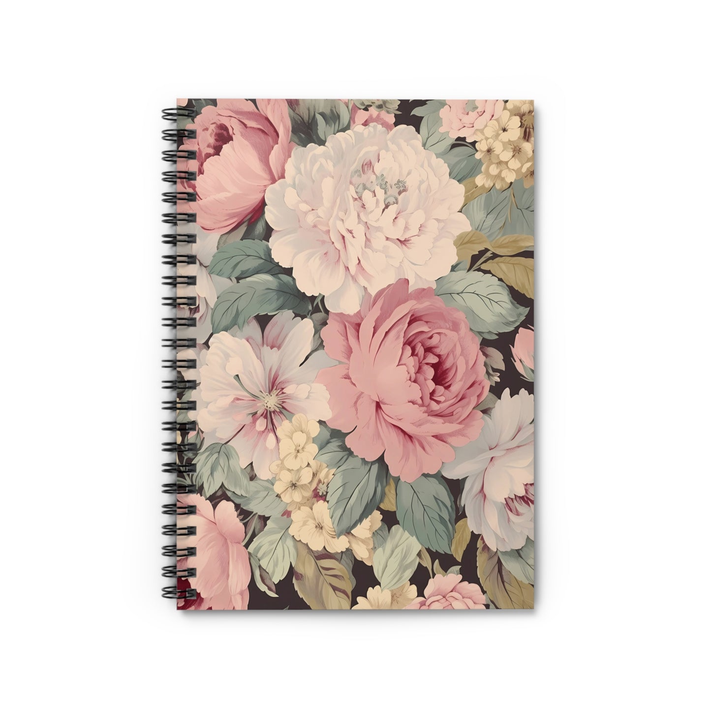 Vintage Floral Notebook, Journal, Antique Flower Pattern, Lined Stationery, Gift, Ruled Line Notebook, Writing Journal, Diary, Planner
