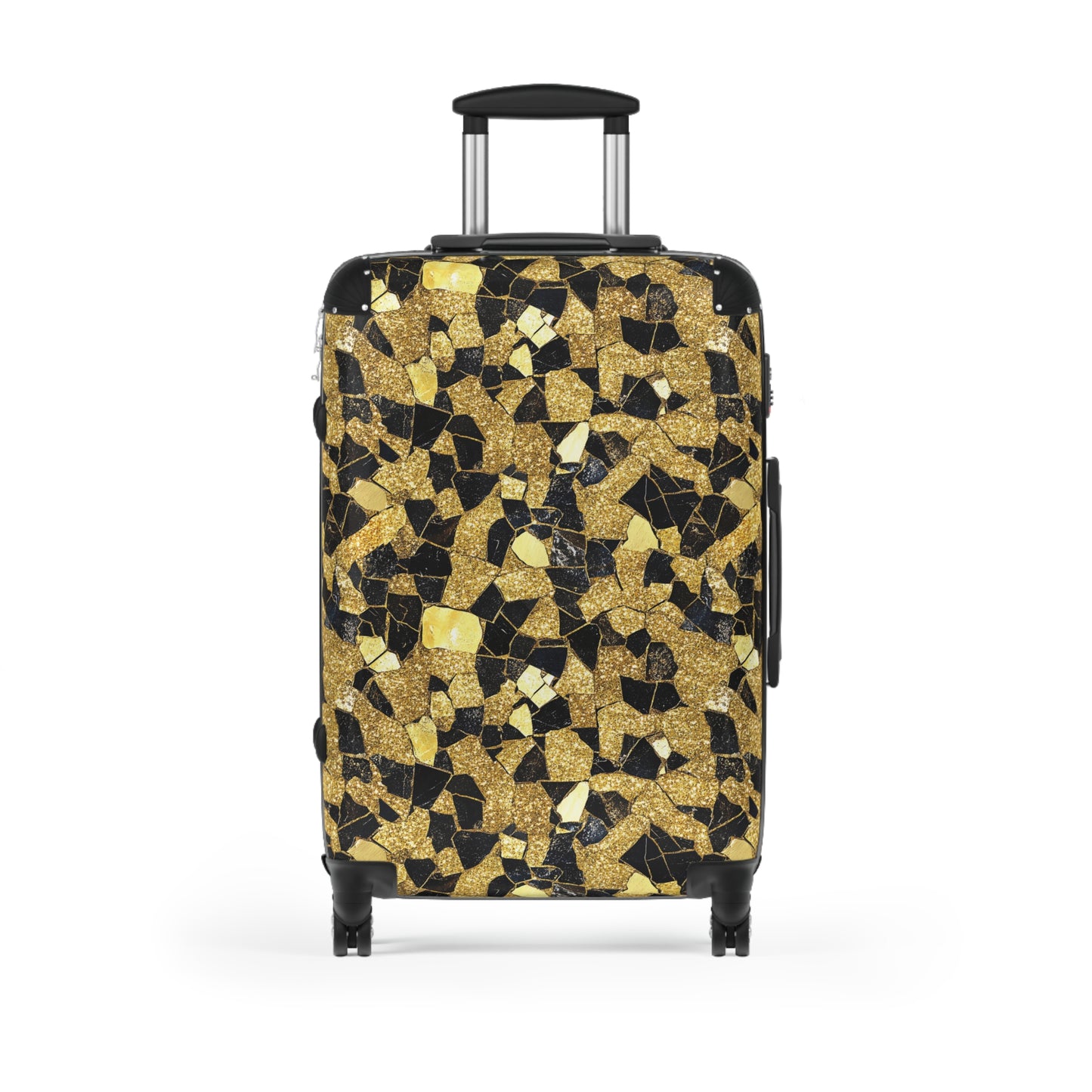 Gold Black Glitter Suitcases Multicolor - Travel Luggage, Hardshell Spinner, 4-Wheel Suitcase, Classic Marbled Suitcase, Gold Travel Bag