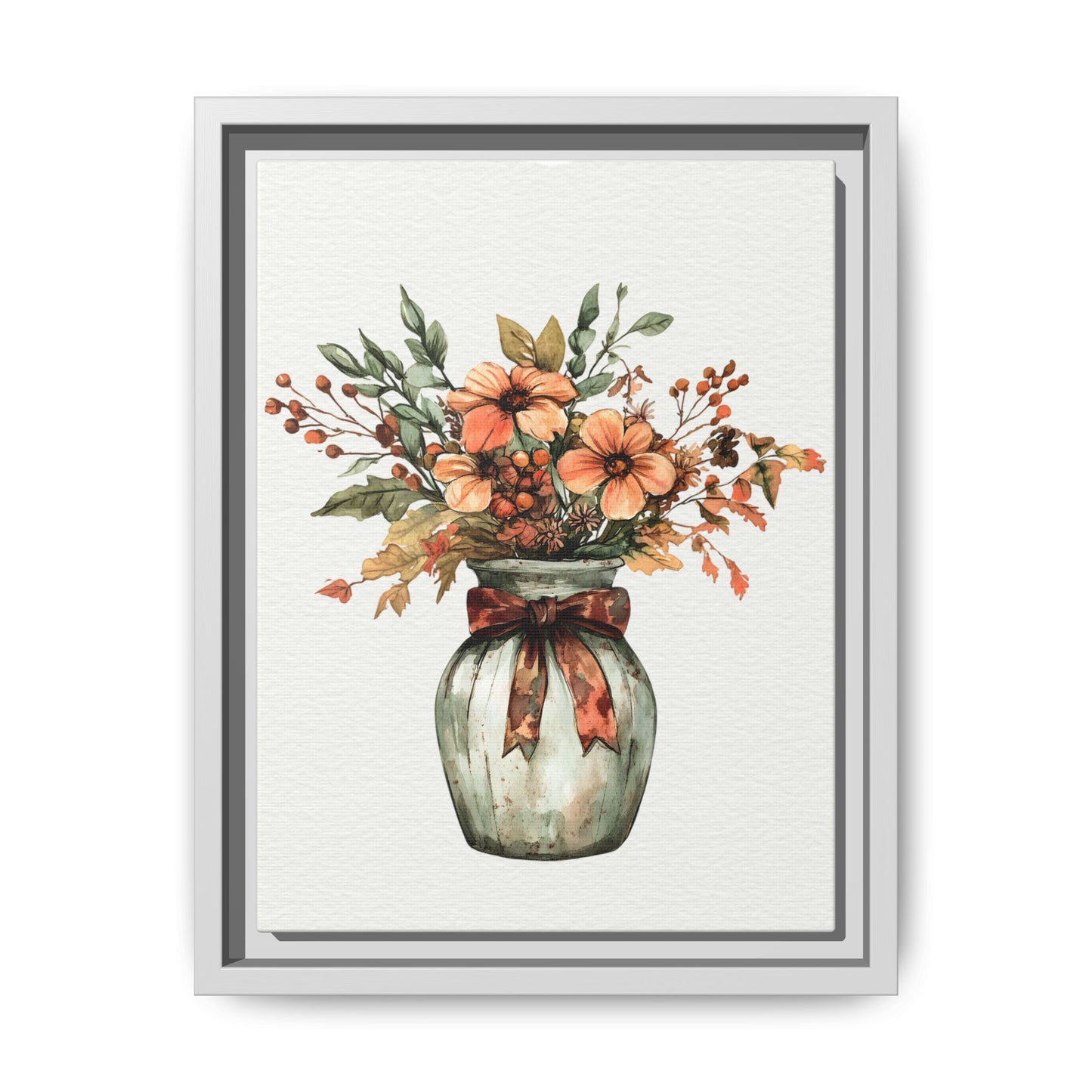 Rustic Floral Vase Print, Vintage Botanical Framed Decor - Wall Art, Farmhouse Wildflowers, Home Office Decoration, Gift for Gardener,