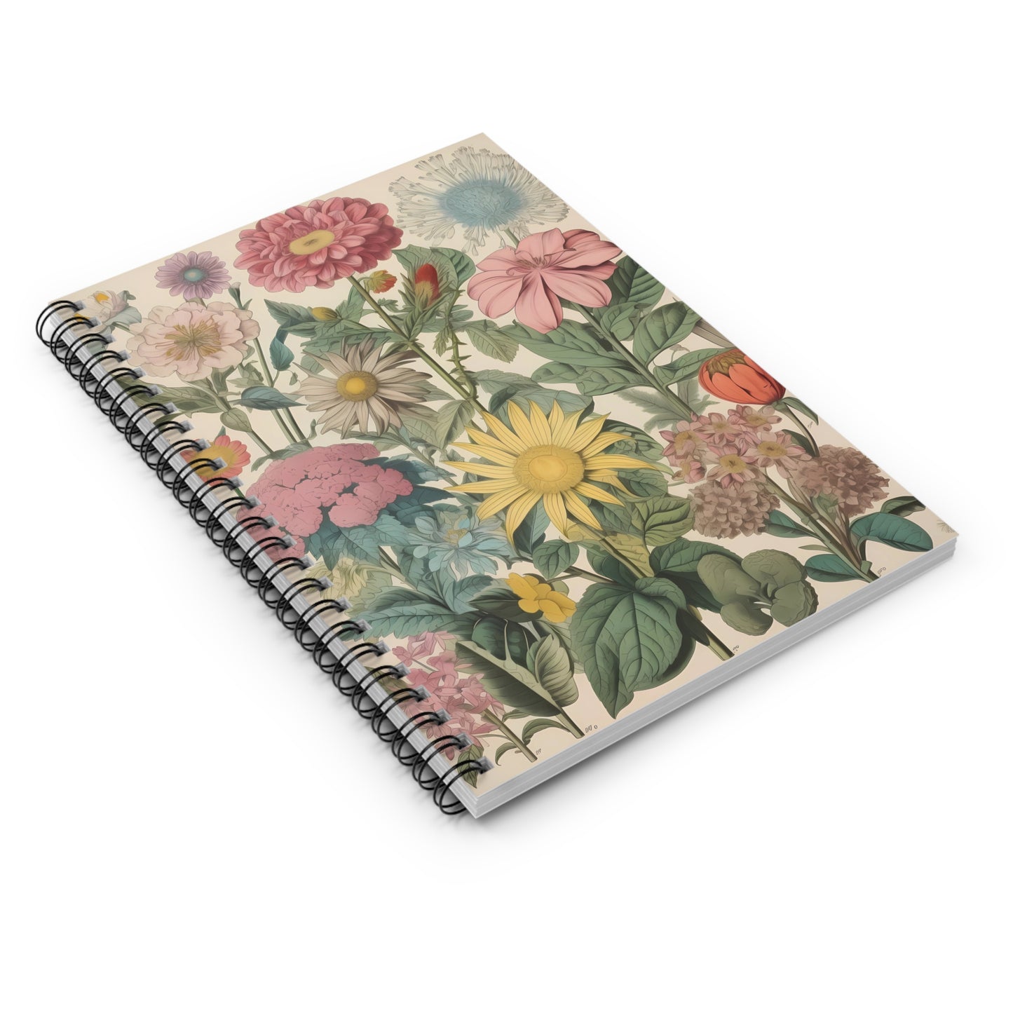 VintageFloral Notebook, Journal, Antique Flower Pattern, Lined Stationery, Gift, Ruled Line Notebook, Writing Journal, Diary, Planner