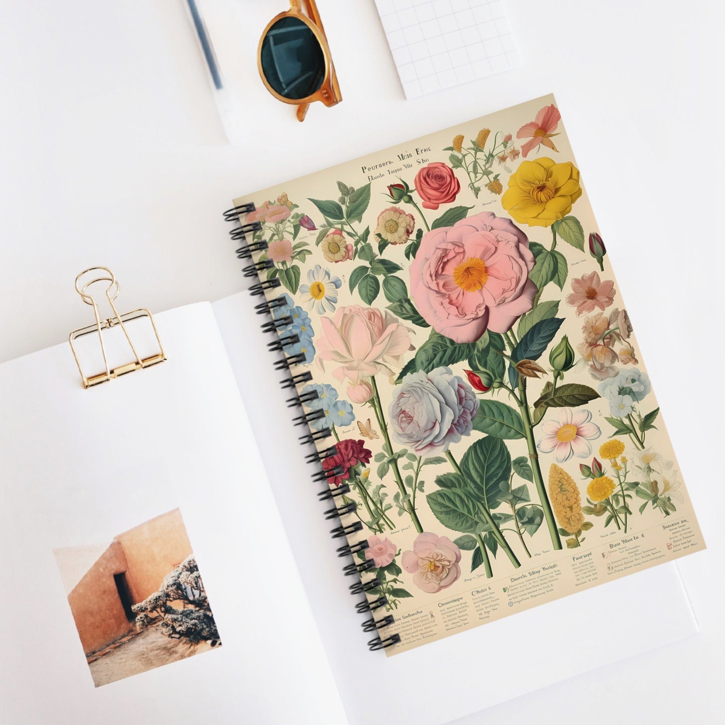 Vintage Floral Notebook, Journal, Antique Flower Pattern, Lined Stationery, Gift, Ruled Line Notebook, Writing Journal, Diary, Planner