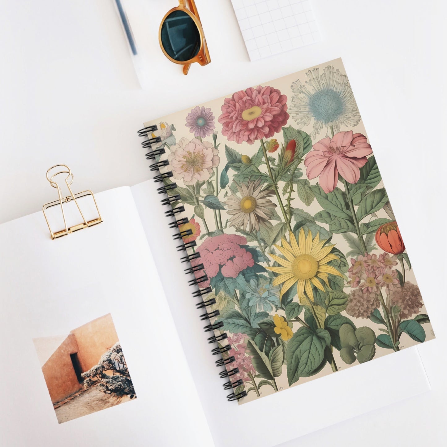 VintageFloral Notebook, Journal, Antique Flower Pattern, Lined Stationery, Gift, Ruled Line Notebook, Writing Journal, Diary, Planner
