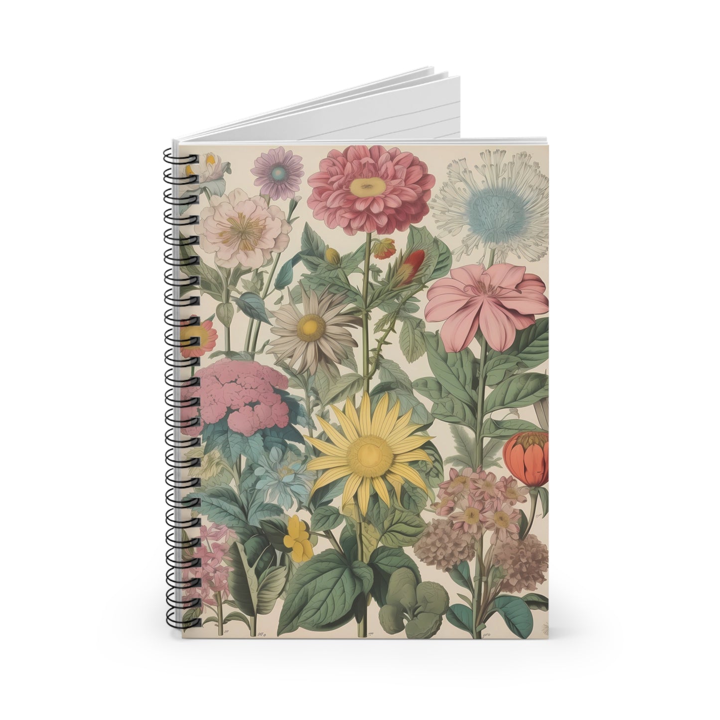 VintageFloral Notebook, Journal, Antique Flower Pattern, Lined Stationery, Gift, Ruled Line Notebook, Writing Journal, Diary, Planner