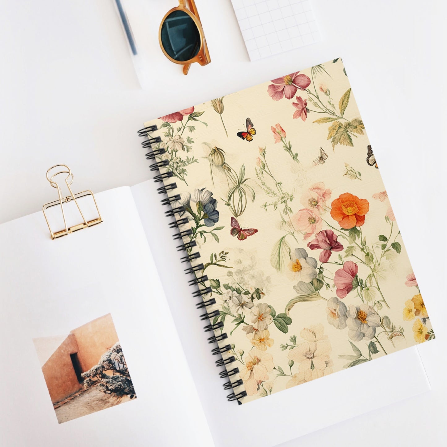 Floral Notebook, Journal, Vintage Flower Pattern, Lined Stationery, Gift, Ruled Line Notebook, Writing Journal, Diary, Planner, Bullet