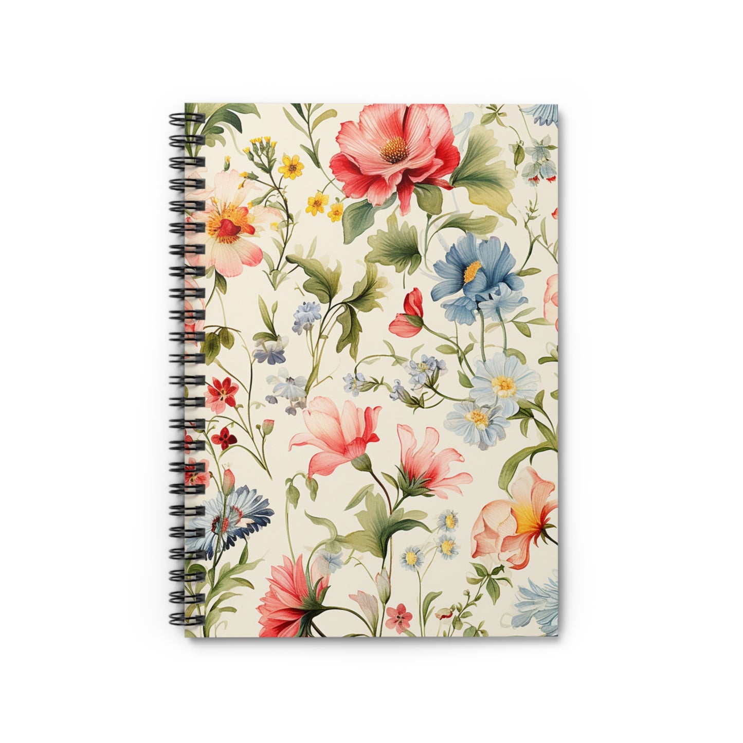 Floral Notebook, Journal, Vintage Flower Pattern, Lined Stationery, Gift, Ruled Line Notebook, Writing Journal, Diary, Planner, Bullet