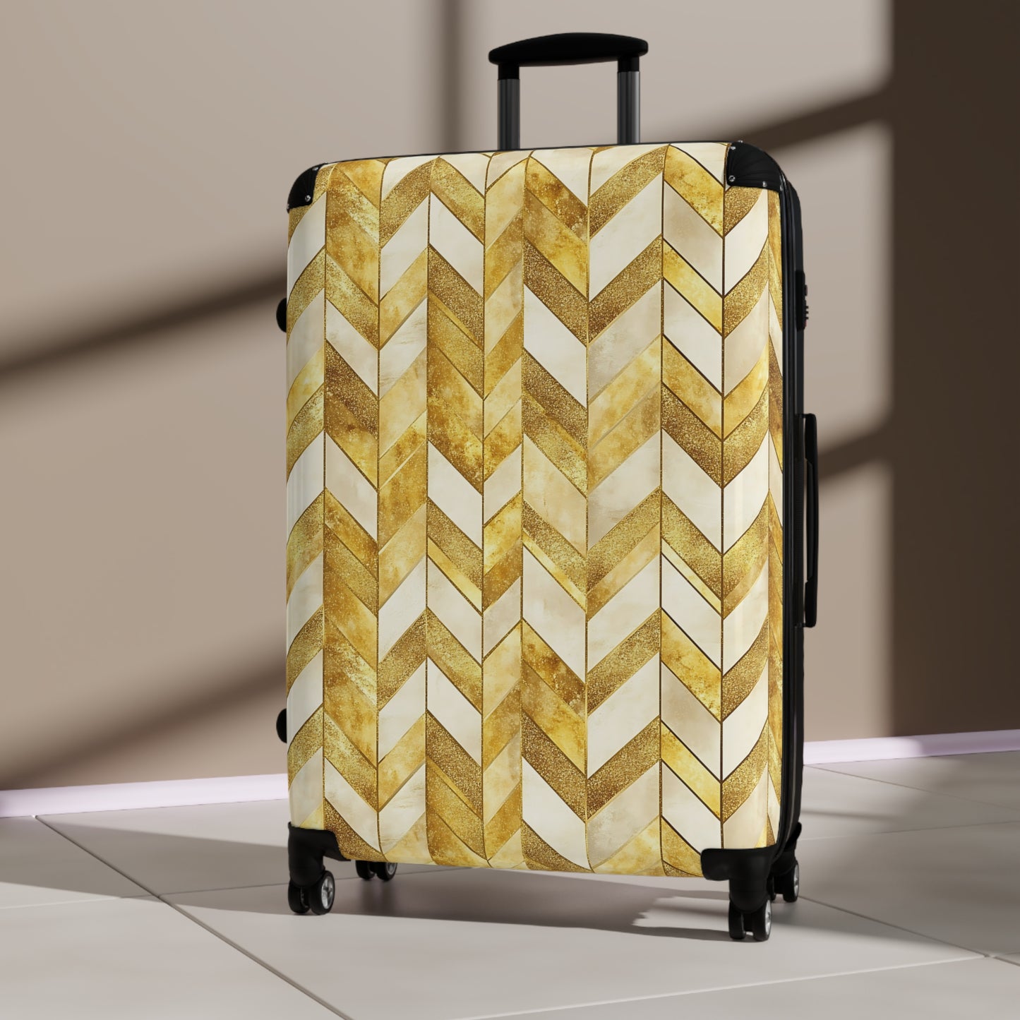 Gold Glitter Suitcases Multicolor - Travel Luggage, Hardshell Spinner, 4-Wheel Suitcase, Classic Marbled Suitcase, Gold Travel Bag
