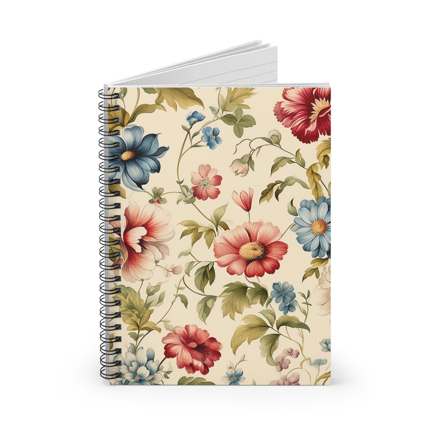 Floral Notebook, Journal, Vintage Flower Pattern, Lined Stationery, Gift, Ruled Line Notebook, Writing Journal, Diary, Planner, Bullet