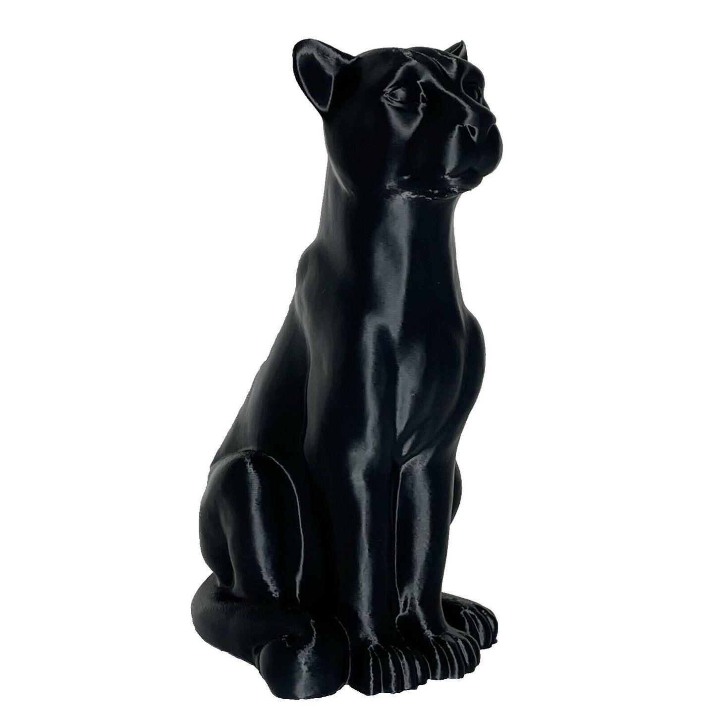 Black Big Cat Decor Statue 8" Sculpture Animal Decorations Modern Home Gift Art