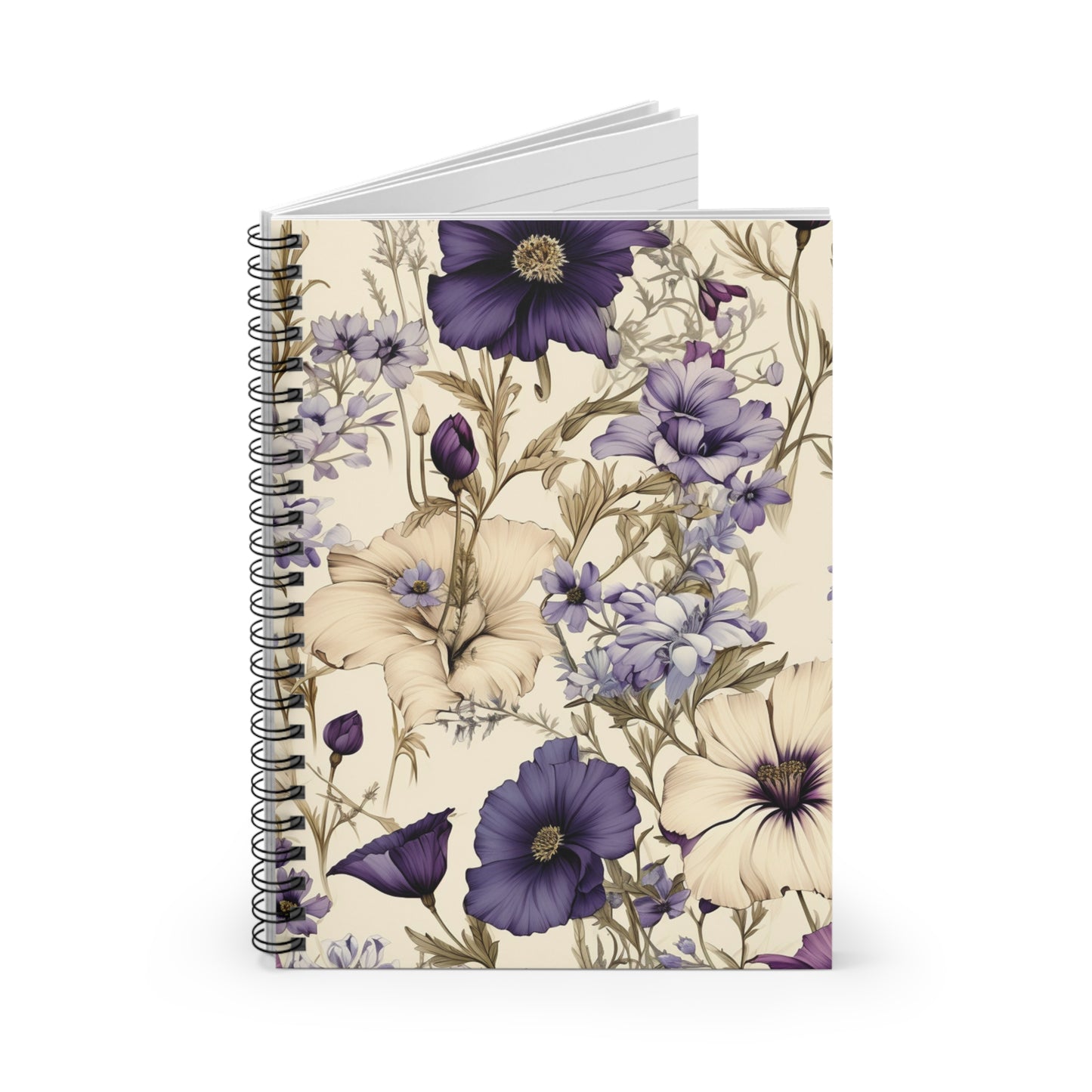 Floral Notebook, Journal, Vintage Flower Pattern, Lined Stationery, Gift, Ruled Line Notebook, Writing Journal, Diary, Planner, Bullet