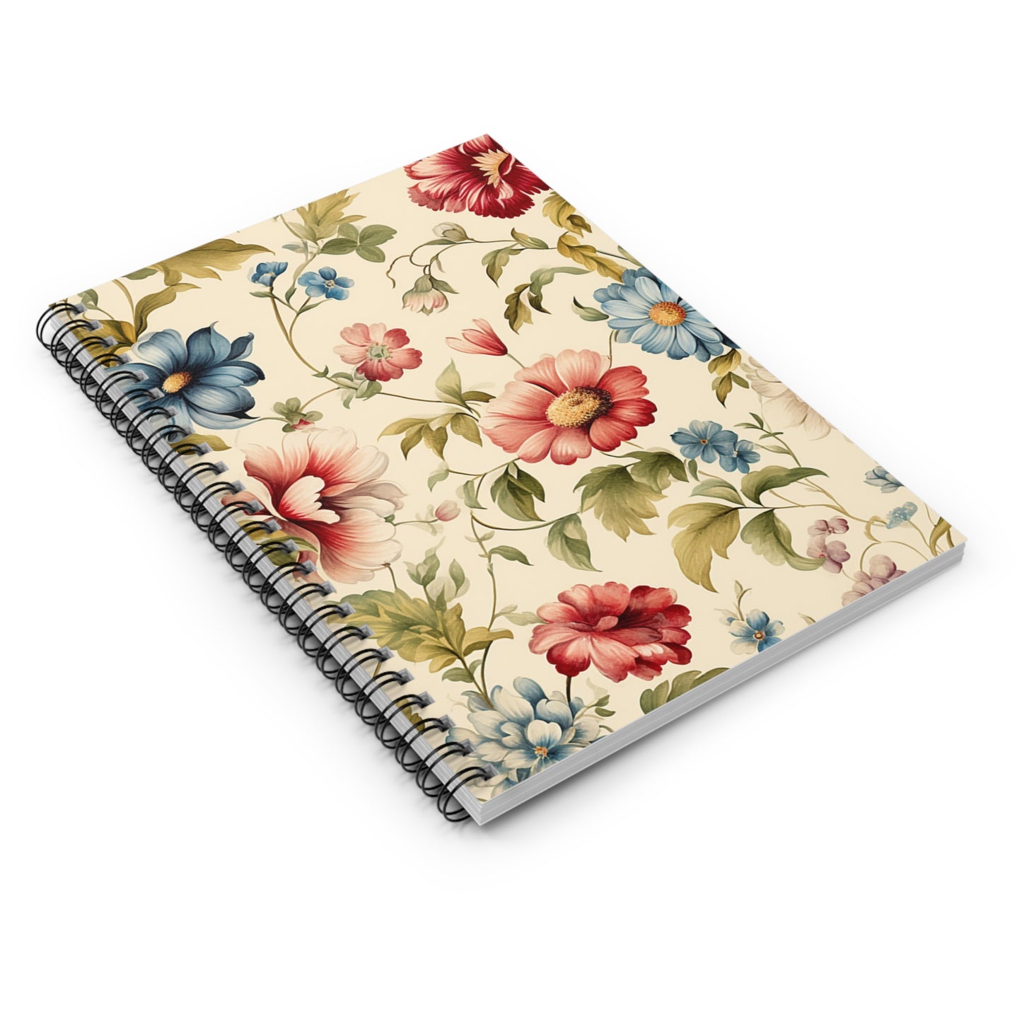Floral Notebook, Journal, Vintage Flower Pattern, Lined Stationery, Gift, Ruled Line Notebook, Writing Journal, Diary, Planner, Bullet