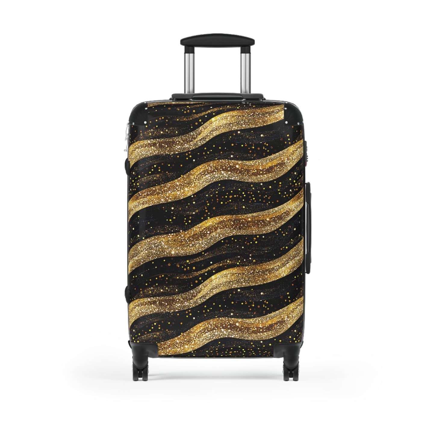 Gold Black Glitter Suitcases Multicolor - Travel Luggage, Hardshell Spinner, 4-Wheel Suitcase, Classic Marbled Suitcase, Gold Travel Bag