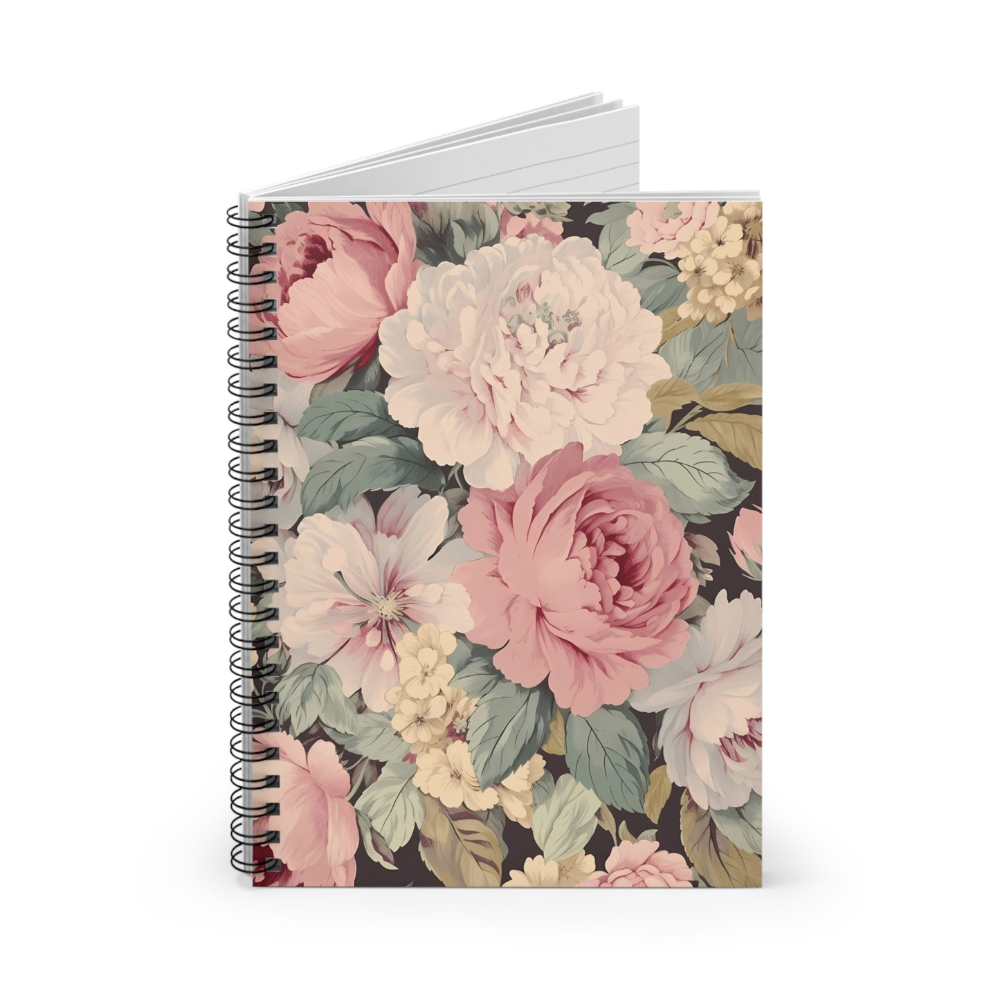 Vintage Floral Notebook, Journal, Antique Flower Pattern, Lined Stationery, Gift, Ruled Line Notebook, Writing Journal, Diary, Planner