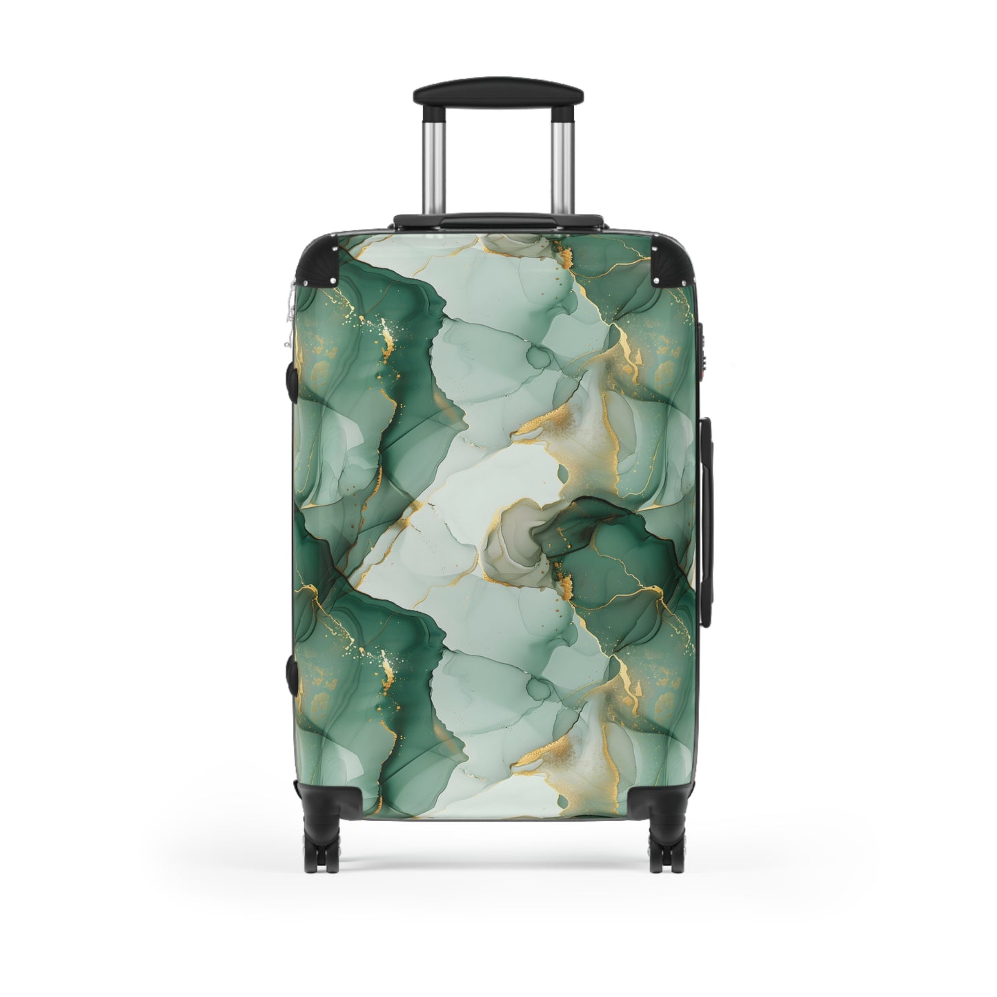 Green Gold Marble Print Suitcases - Travel Luggage, Hardshell Spinner, 4-Wheel Suitcase, Classic Marbled Suitcase, Gold Travel Bag