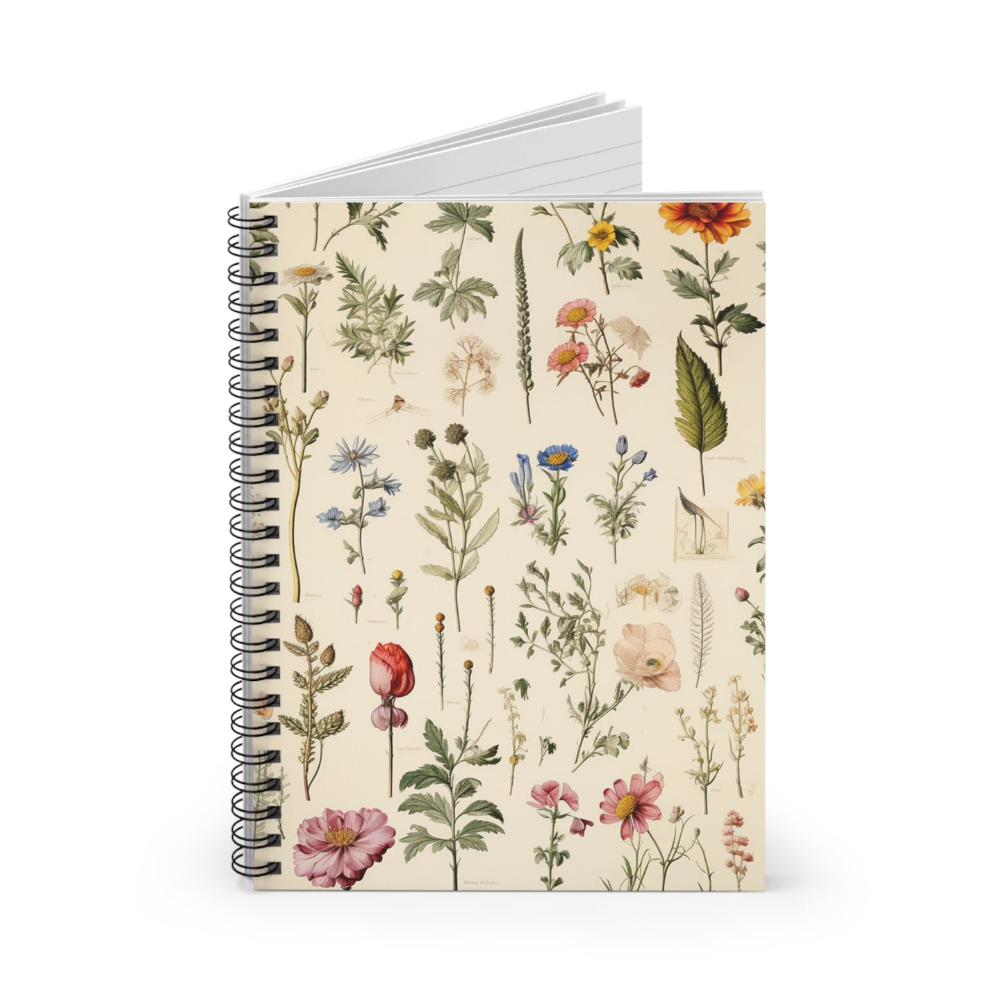 Floral Notebook, Journal, Vintage Flower Pattern, Lined Stationery, Gift, Ruled Line Notebook, Writing Journal, Diary, Planner, Bullet