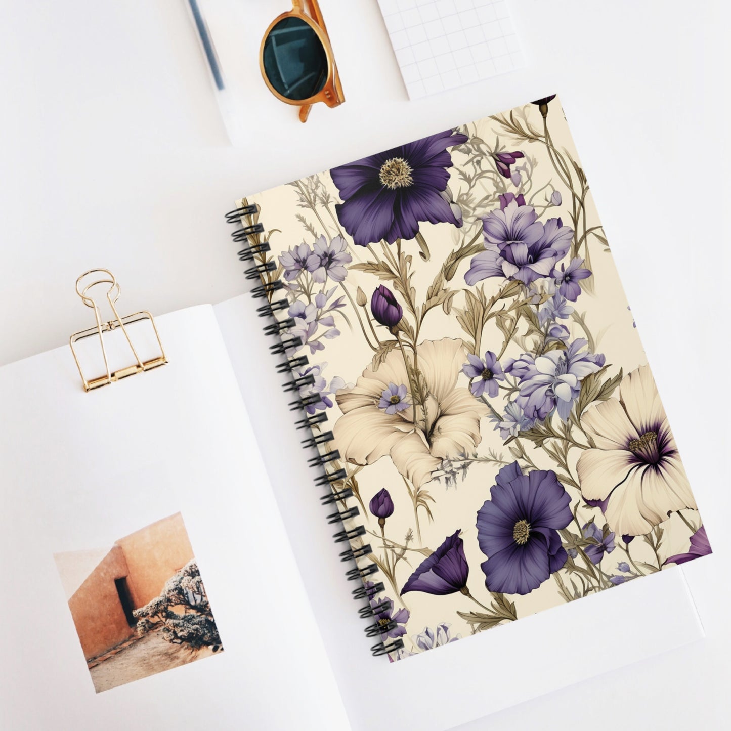 Floral Notebook, Journal, Vintage Flower Pattern, Lined Stationery, Gift, Ruled Line Notebook, Writing Journal, Diary, Planner, Bullet
