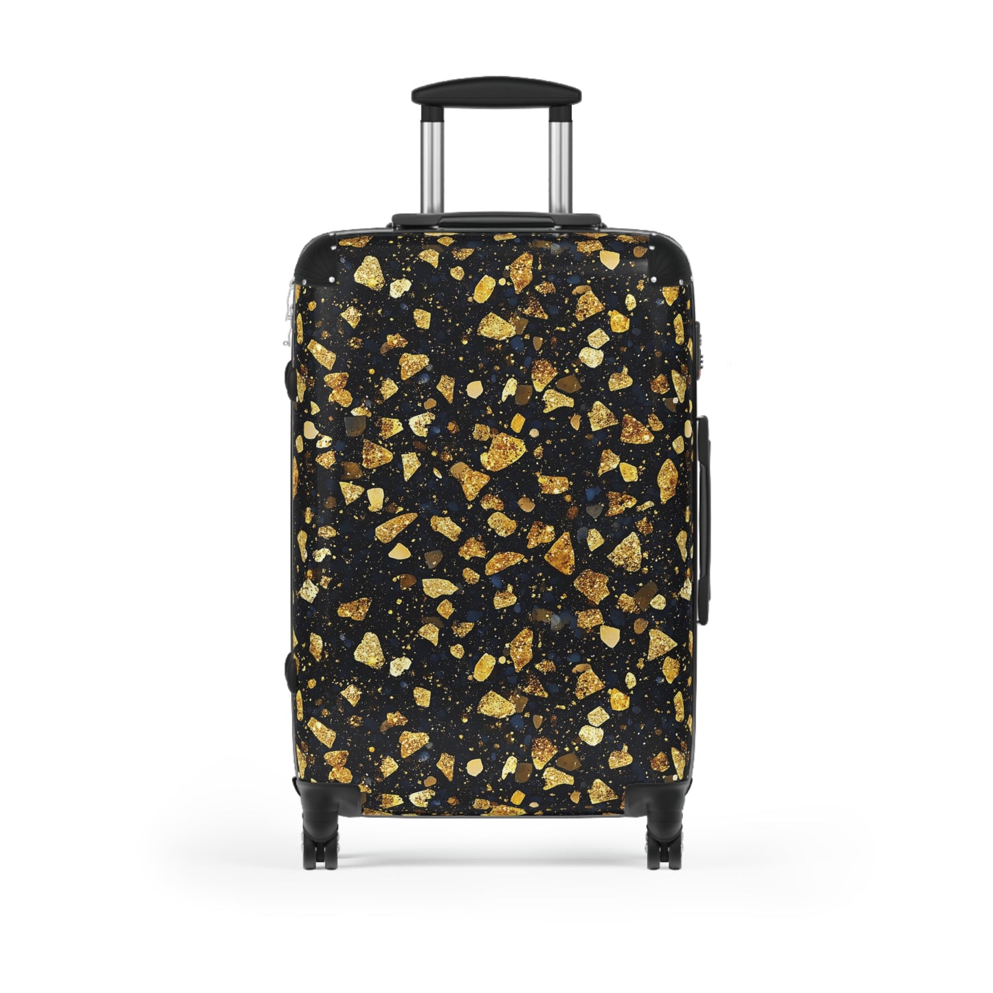 Gold Black Glitter Suitcases Multicolor - Travel Luggage, Hardshell Spinner, 4-Wheel Suitcase, Classic Marbled Suitcase, Gold Travel Bag