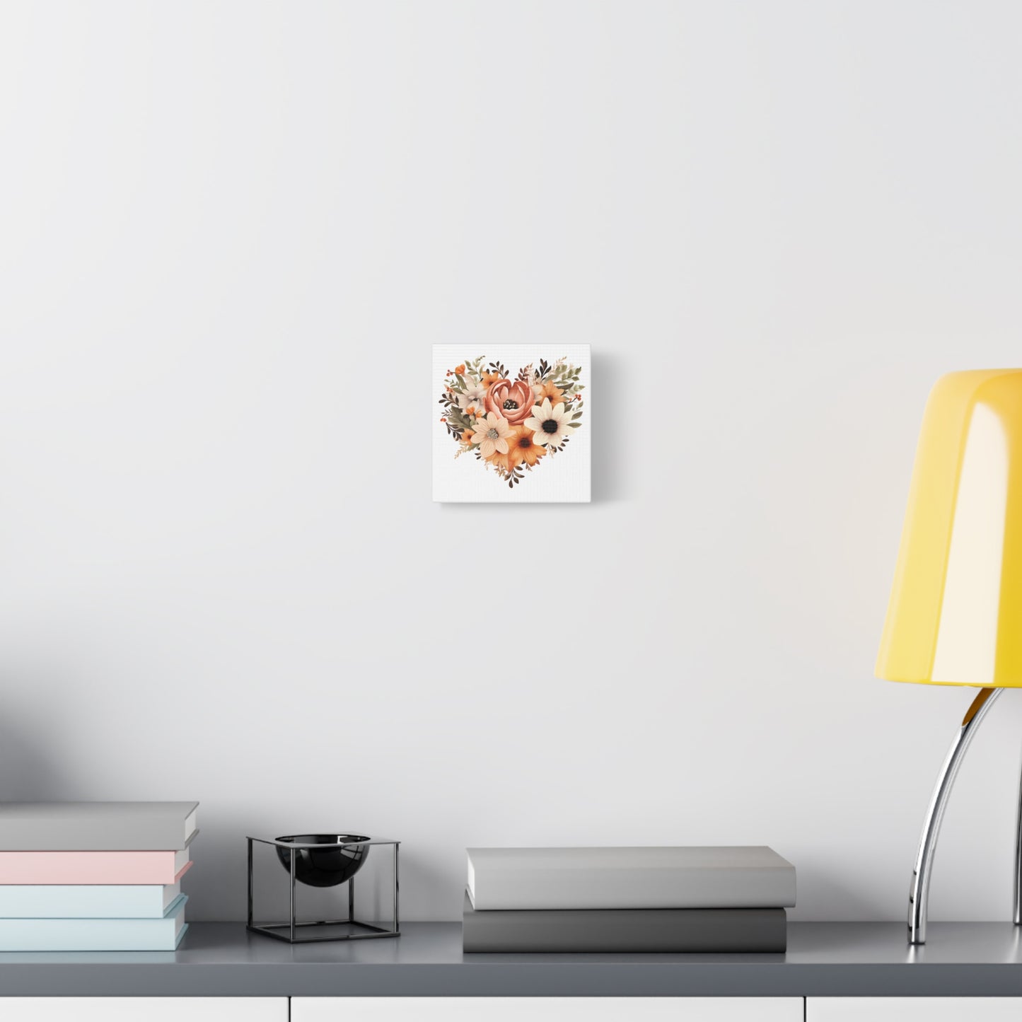 Floral Heart Wall Art, Home Decor, Gift for Her, Stretched Canvas, Flower Heart, Botanical Print, Canvas Print,