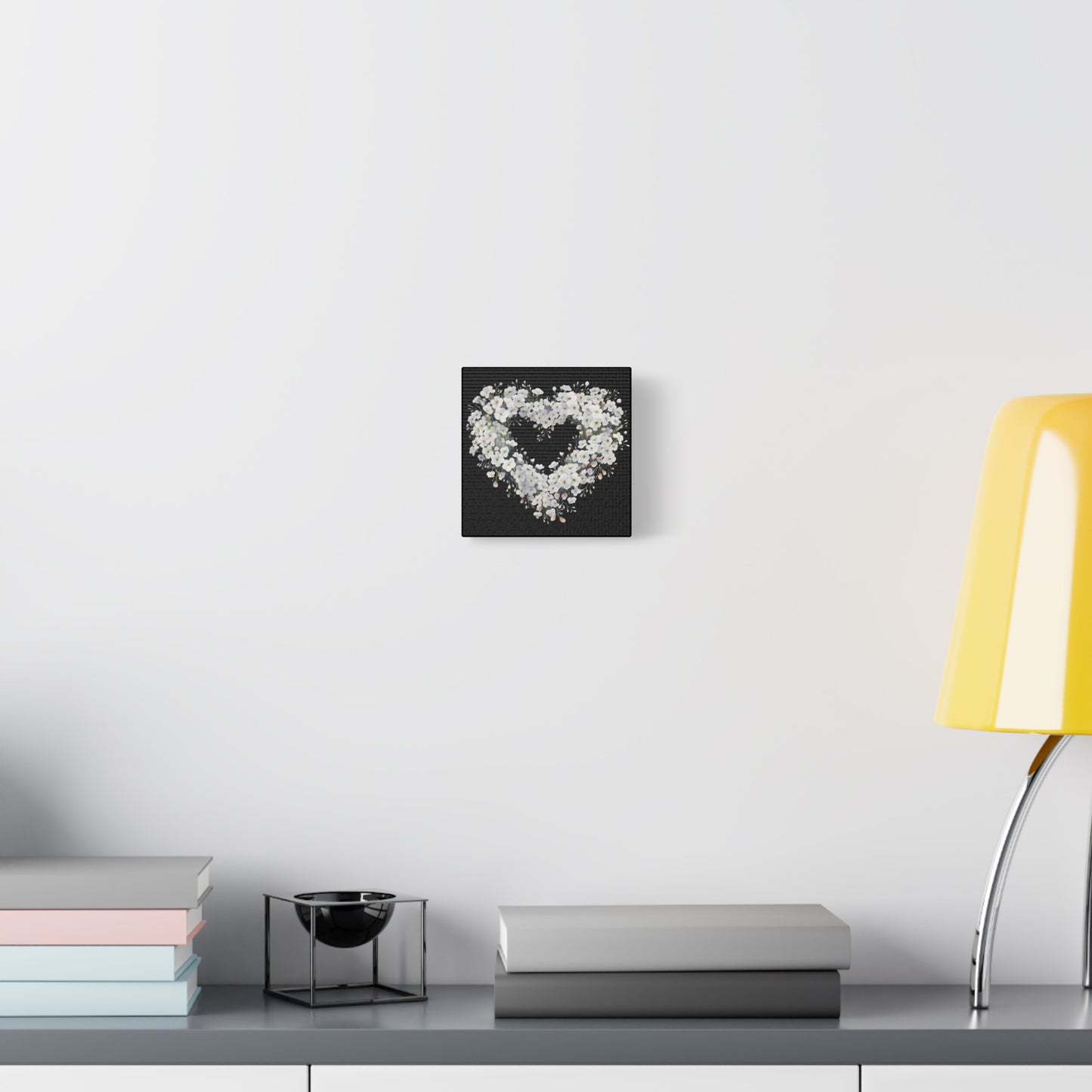 Floral Heart Wall Art, Home Decor, Gift for Her, Stretched Canvas, Flower Heart, Botanical Print, Canvas Print,