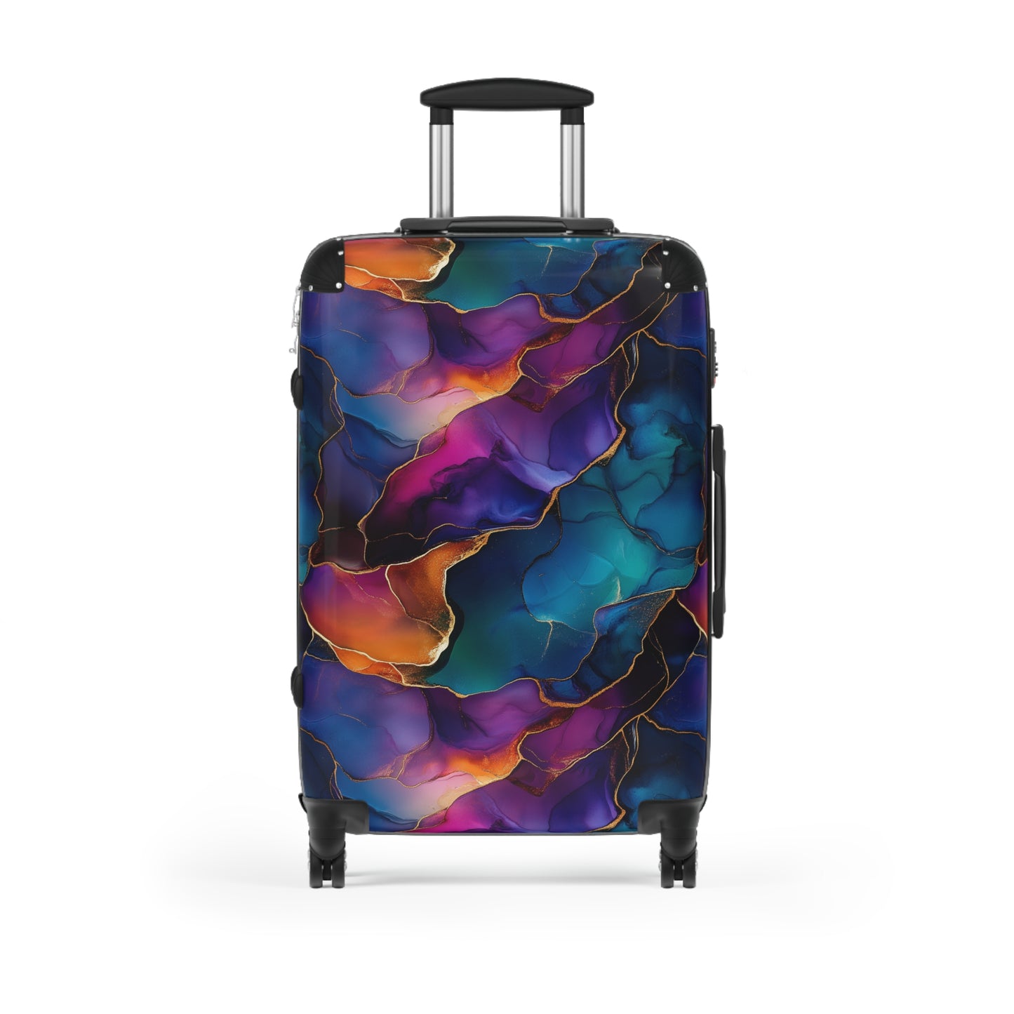 Abstract Bold Color Suitcases Multicolor - Travel Luggage, Hardshell Spinner, 4-Wheel Suitcase, Classic Marbled Suitcase, Gold Travel Bag