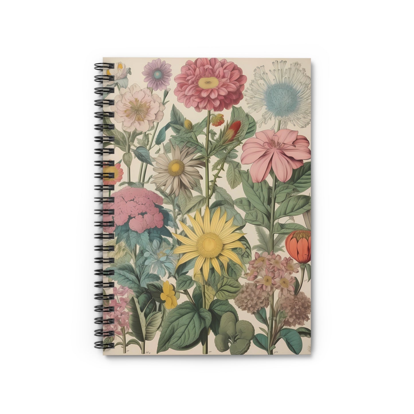 VintageFloral Notebook, Journal, Antique Flower Pattern, Lined Stationery, Gift, Ruled Line Notebook, Writing Journal, Diary, Planner