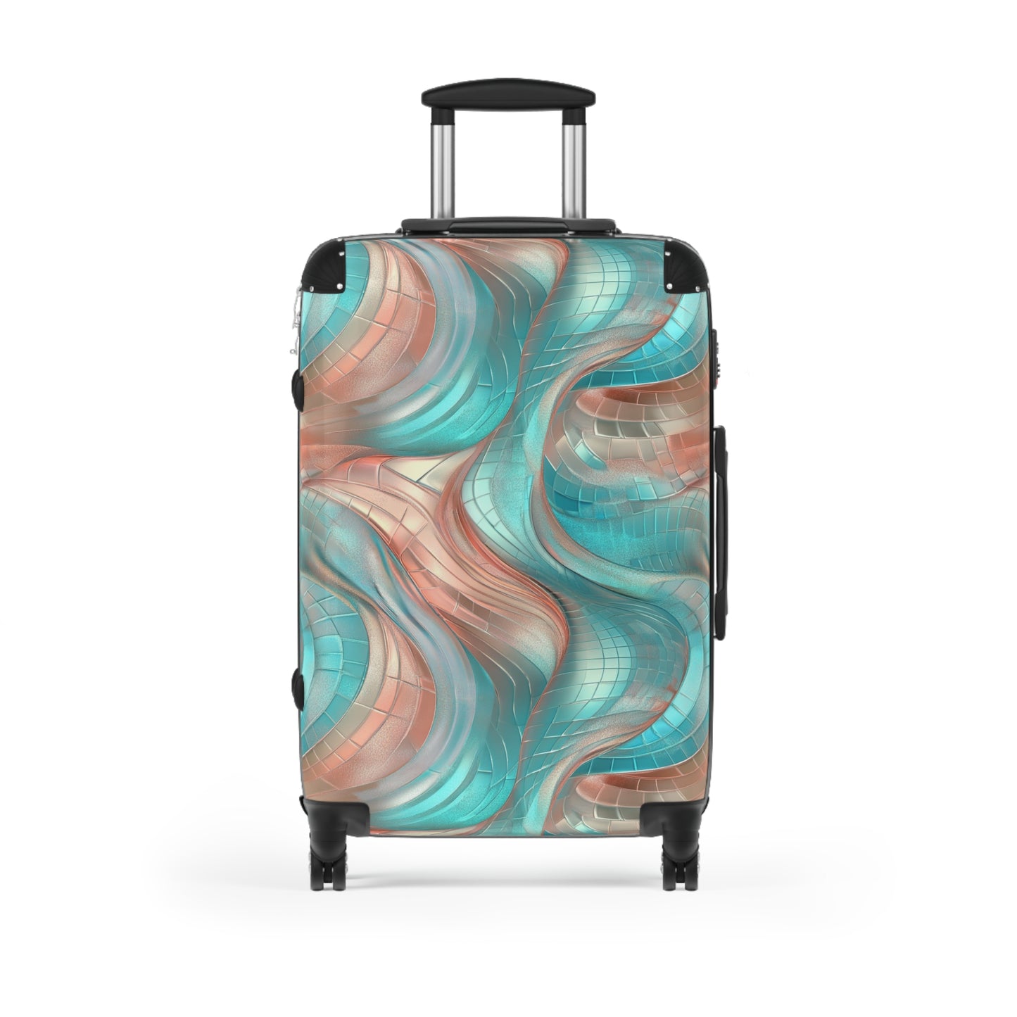 Teal Pink Pearl Suitcases Multicolor - Travel Luggage, Hardshell Spinner, 4-Wheel Suitcase, Classic Marbled Suitcase, Gold Travel Bag