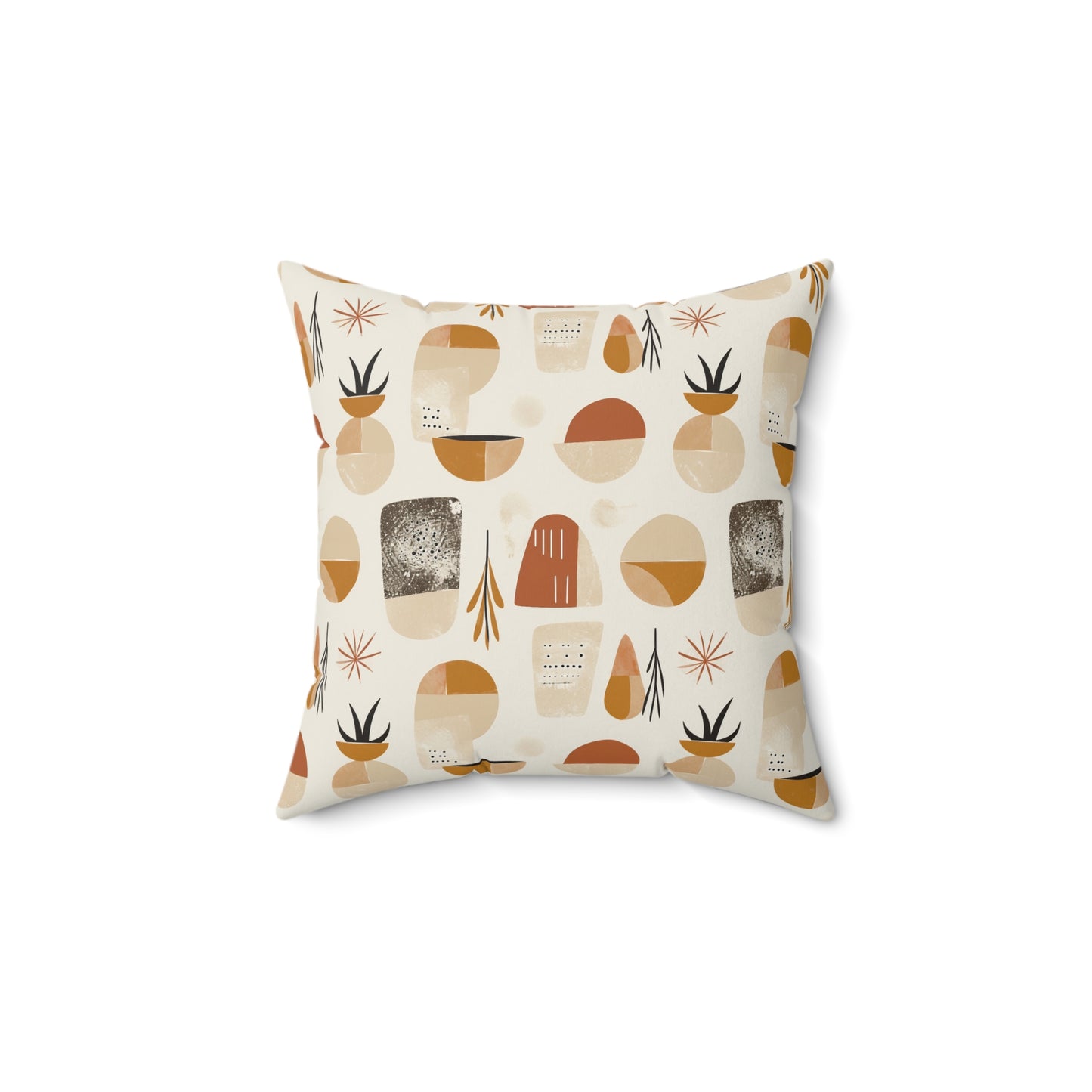 Neutral Earth Tones Square Pillow, Modern Abstract Geometric Decor, Geometric Cushion, Faux Suede Pillow, Home Decor Accent