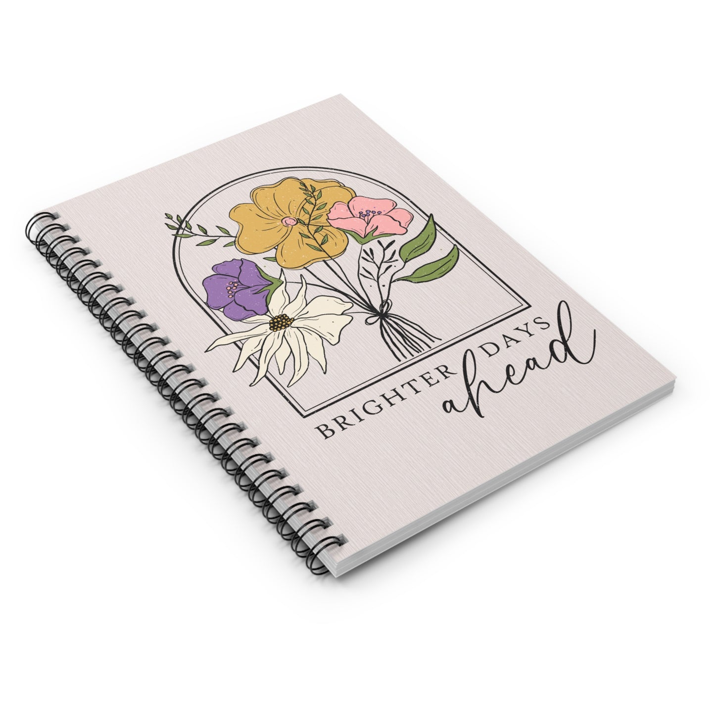 Brighter Days Floral Notebook, Journal, Flower Pattern, Lined Stationery, Gift, Ruled Line Notebook, Writing Journal, Diary, Planner