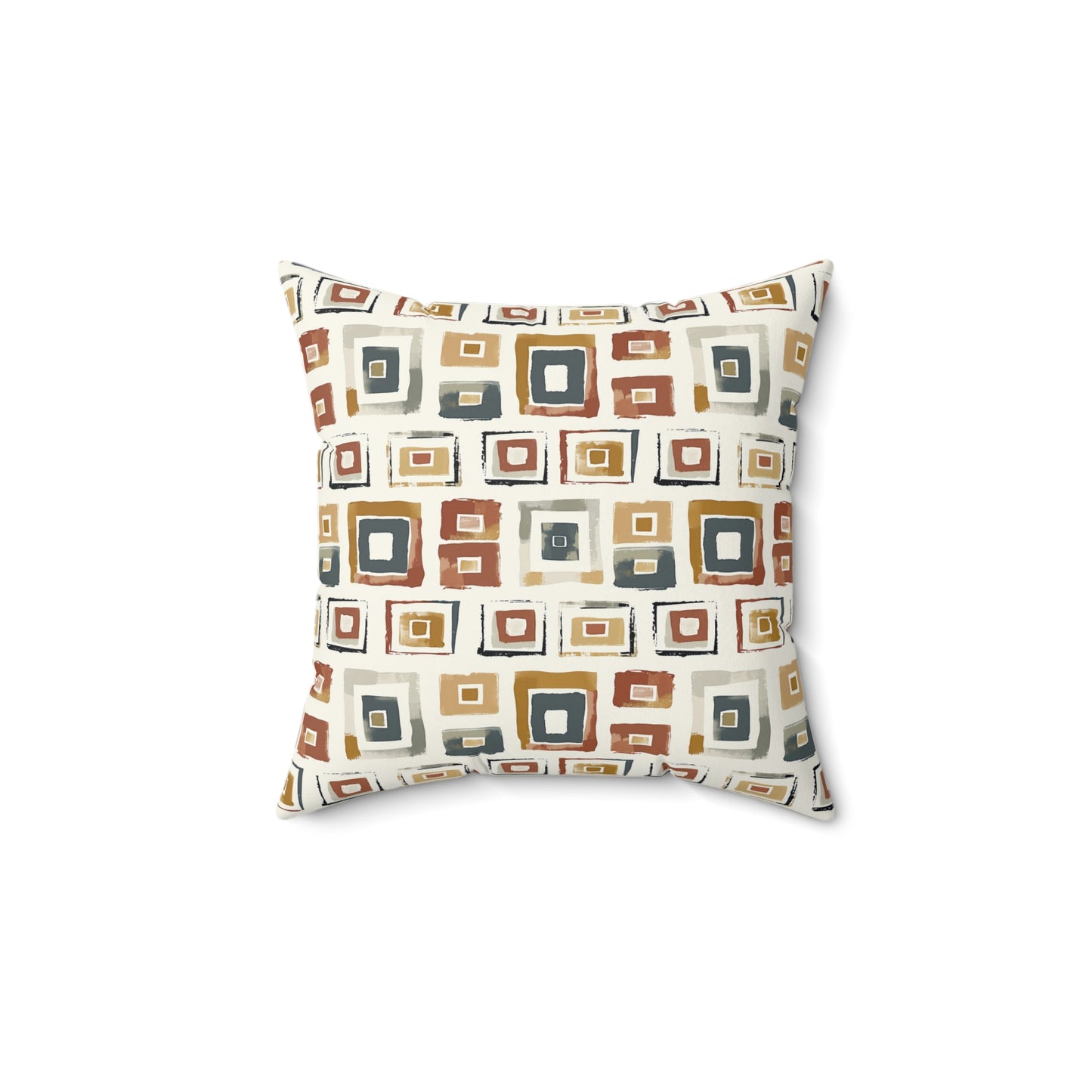 Neutral Earth Tones Square Pillow, Modern Abstract Geometric Decor, Geometric Cushion, Faux Suede Pillow, Home Decor Accent