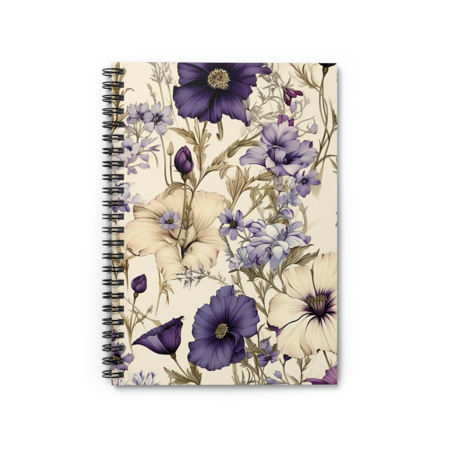 Floral Notebook, Journal, Vintage Flower Pattern, Lined Stationery, Gift, Ruled Line Notebook, Writing Journal, Diary, Planner, Bullet