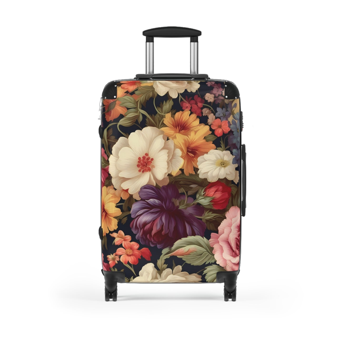 Vintage Floral Print Suitcases - Travel Luggage, Hardshell Spinner, 4-Wheel Suitcase, Retro Floral Suitcase, Floral Travel Bag