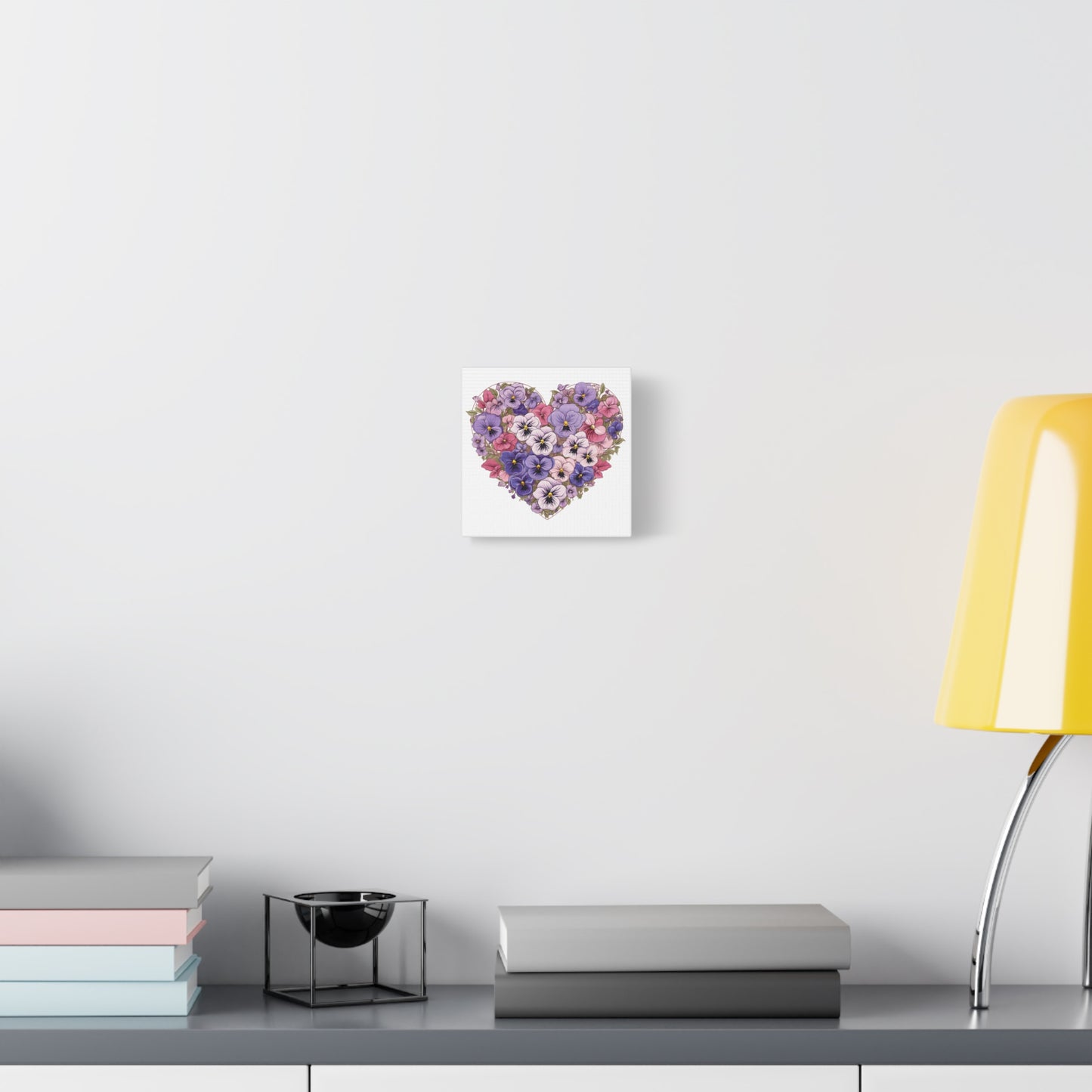 Floral Heart Wall Art, Home Decor, Gift for Her, Stretched Canvas, Flower Heart, Botanical Print, Canvas Print,