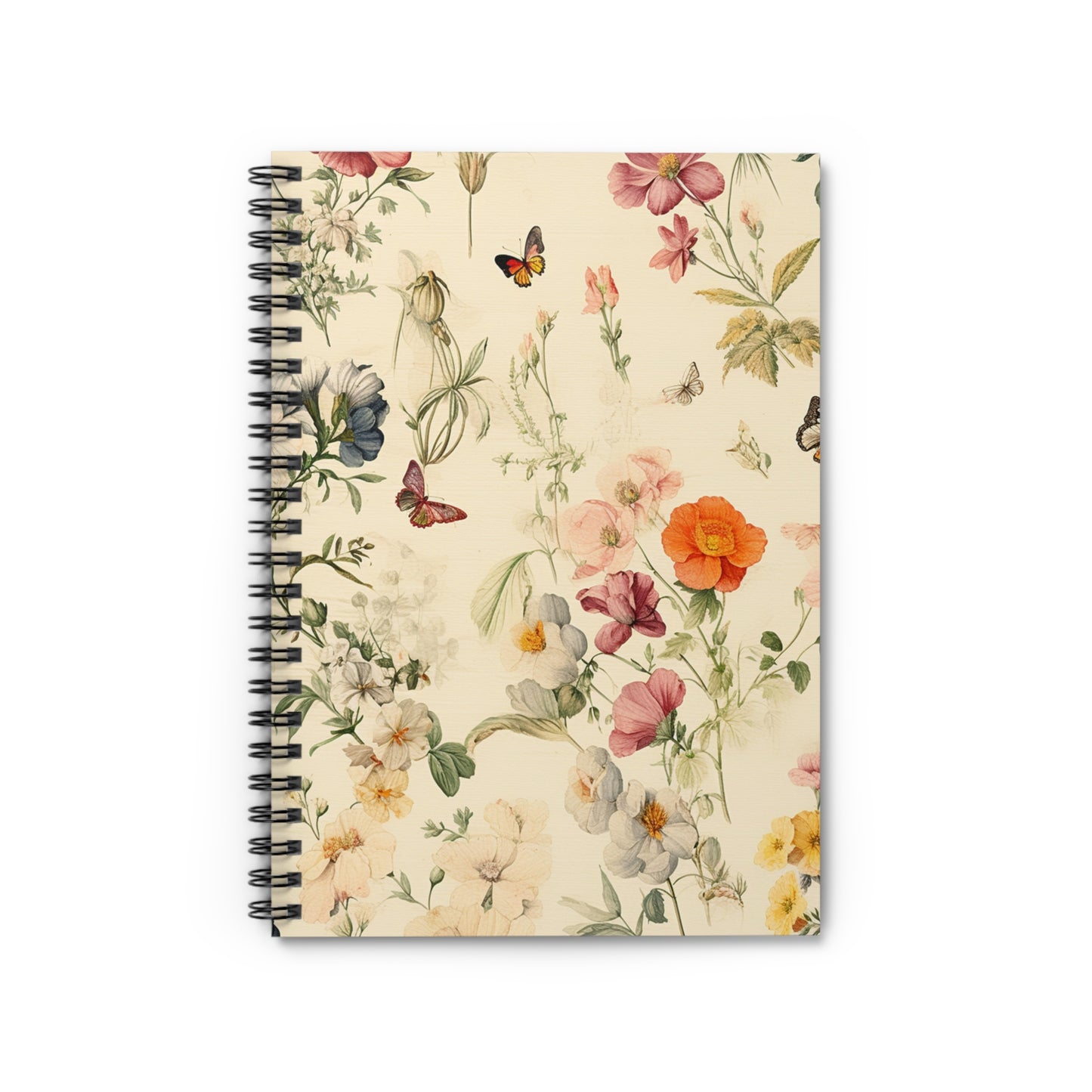 Floral Notebook, Journal, Vintage Flower Pattern, Lined Stationery, Gift, Ruled Line Notebook, Writing Journal, Diary, Planner, Bullet