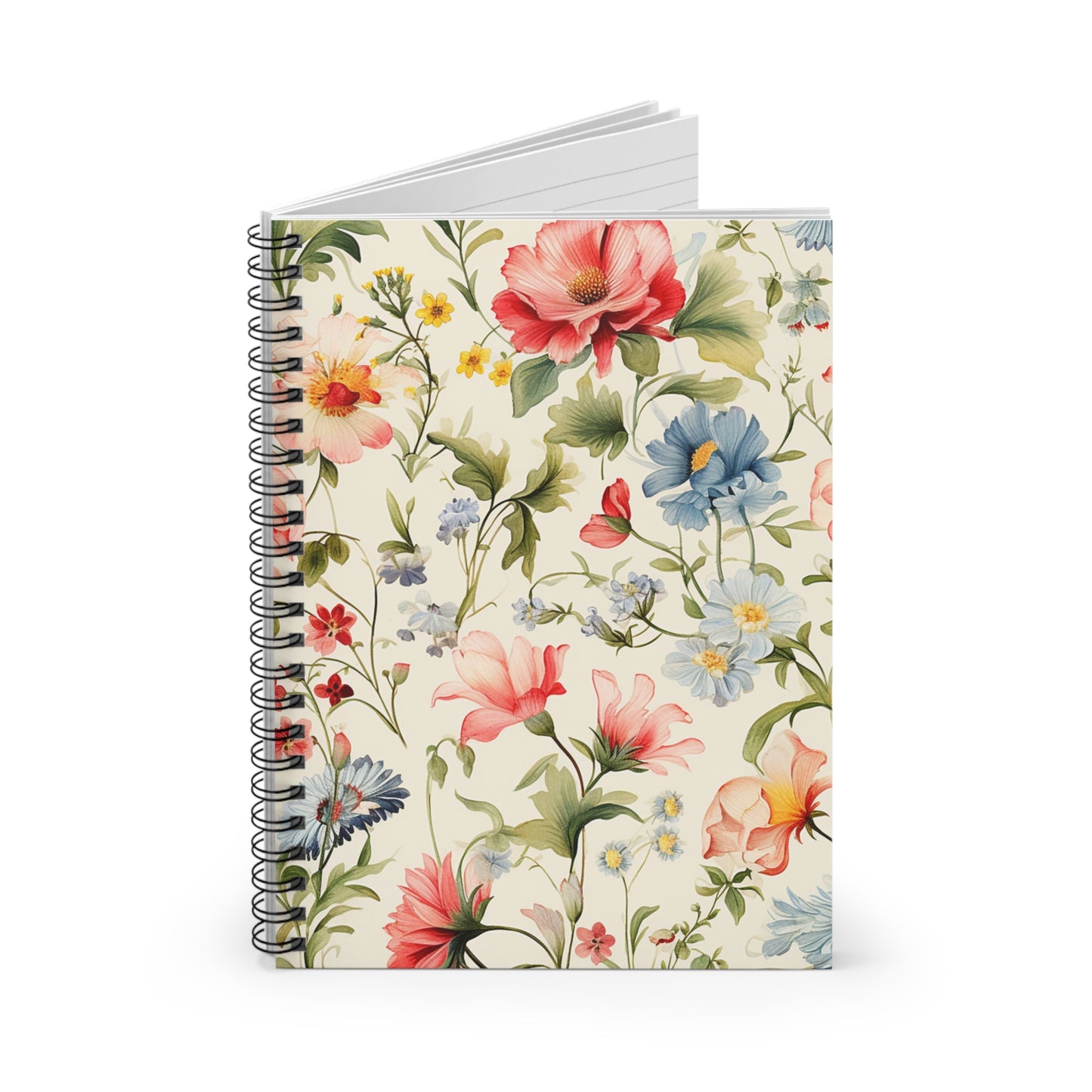 Floral Notebook, Journal, Vintage Flower Pattern, Lined Stationery, Gift, Ruled Line Notebook, Writing Journal, Diary, Planner, Bullet