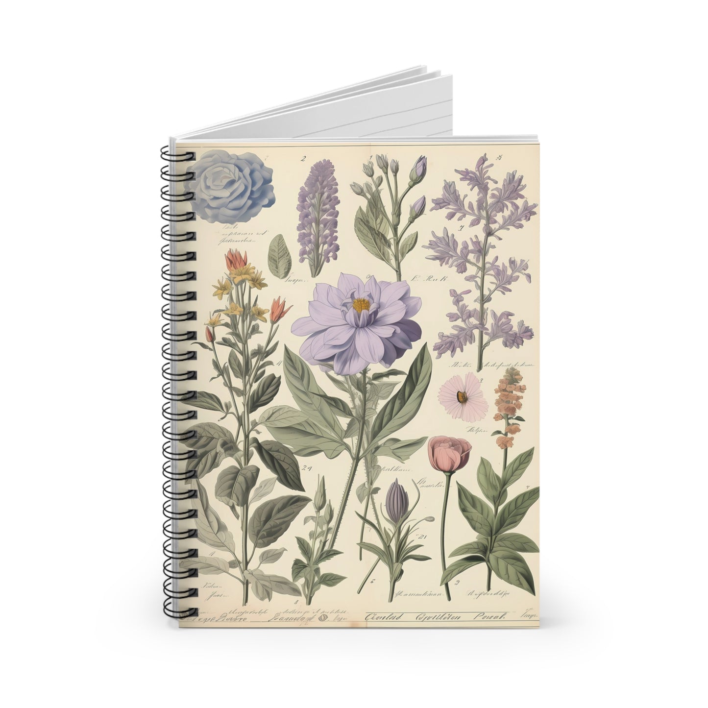 VintageFloral Notebook, Journal, Antique Flower Pattern, Lined Stationery, Gift, Ruled Line Notebook, Writing Journal, Diary, Planner