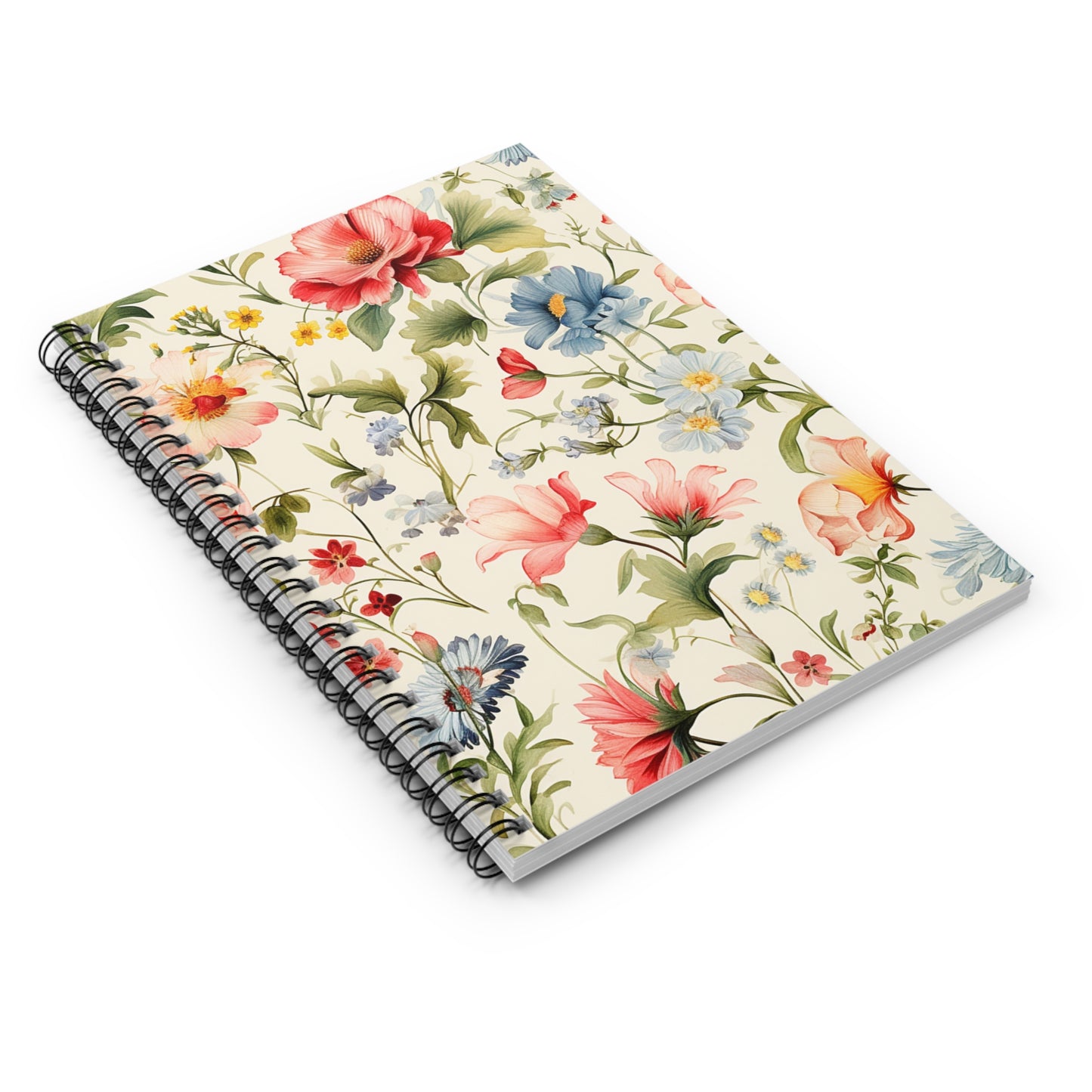 Floral Notebook, Journal, Vintage Flower Pattern, Lined Stationery, Gift, Ruled Line Notebook, Writing Journal, Diary, Planner, Bullet