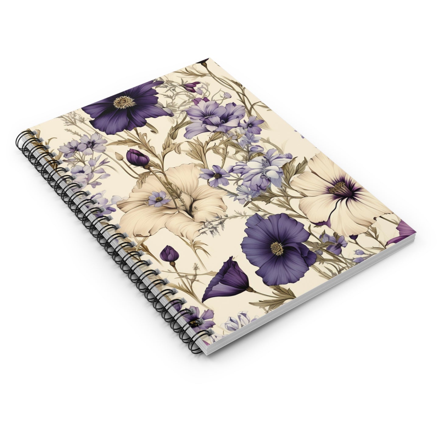 Floral Notebook, Journal, Vintage Flower Pattern, Lined Stationery, Gift, Ruled Line Notebook, Writing Journal, Diary, Planner, Bullet