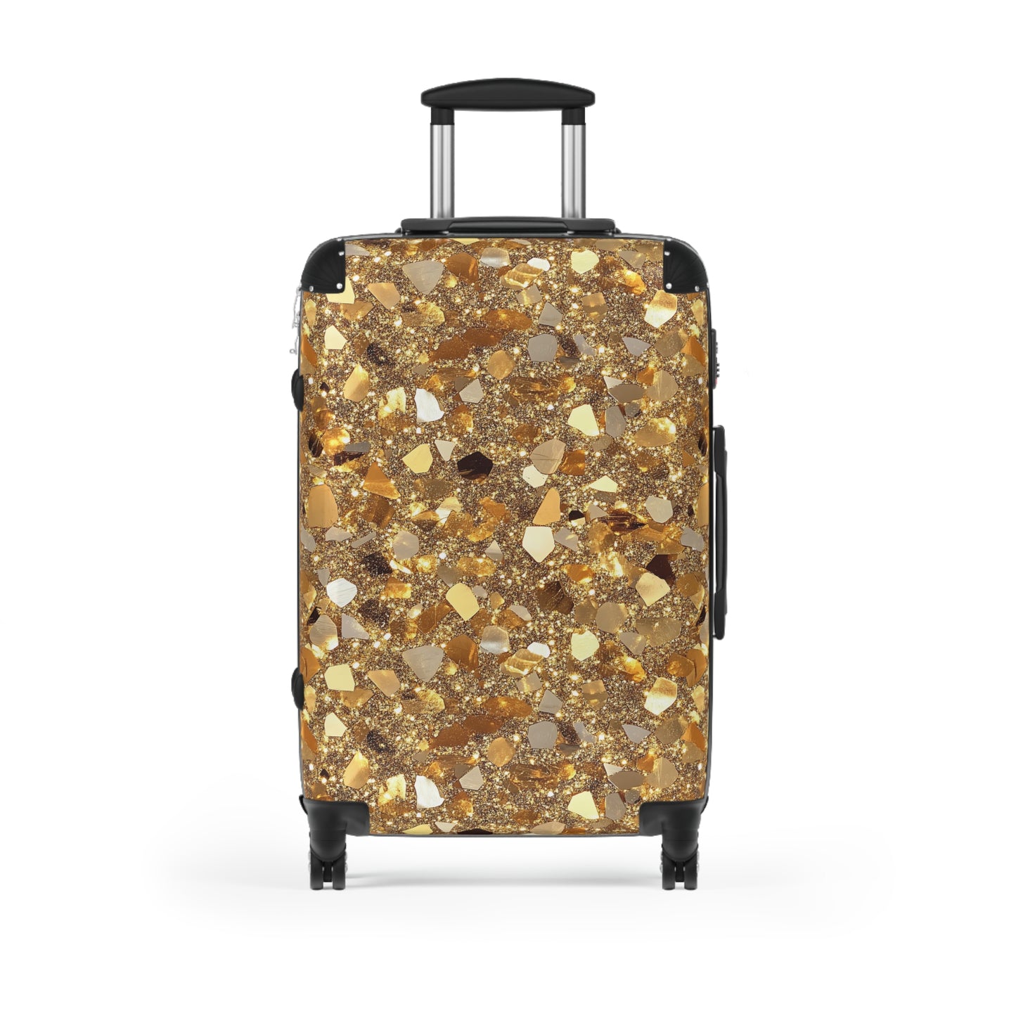 Gold Black Glitter Suitcases Multicolor - Travel Luggage, Hardshell Spinner, 4-Wheel Suitcase, Classic Marbled Suitcase, Gold Travel Bag
