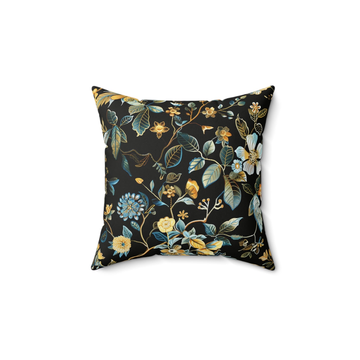 Dark Floral Pattern Throw Pillow Decorative Flower Square Cushion Home Sofa Decor, Vintage Accent Pillow, Decorative Couch Cushion, Living
