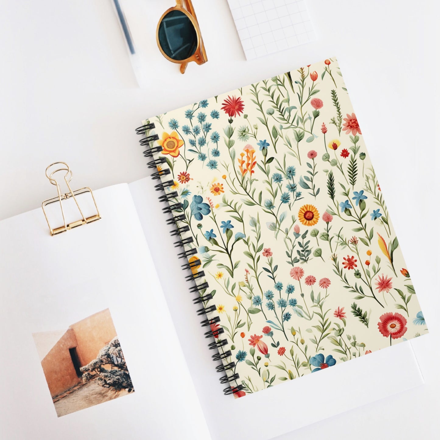 Floral Notebook, Journal, Vintage Flower Pattern, Lined Stationery, Gift, Ruled Line Notebook, Writing Journal, Diary, Planner, Bullet