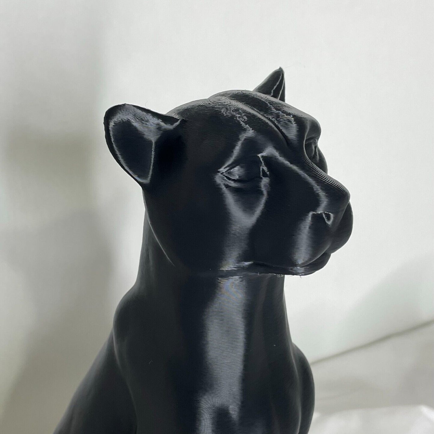 Black Big Cat Decor Statue 8" Sculpture Animal Decorations Modern Home Gift Art